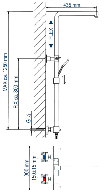 Design-Duschsäule Thermostat 3011 Basic