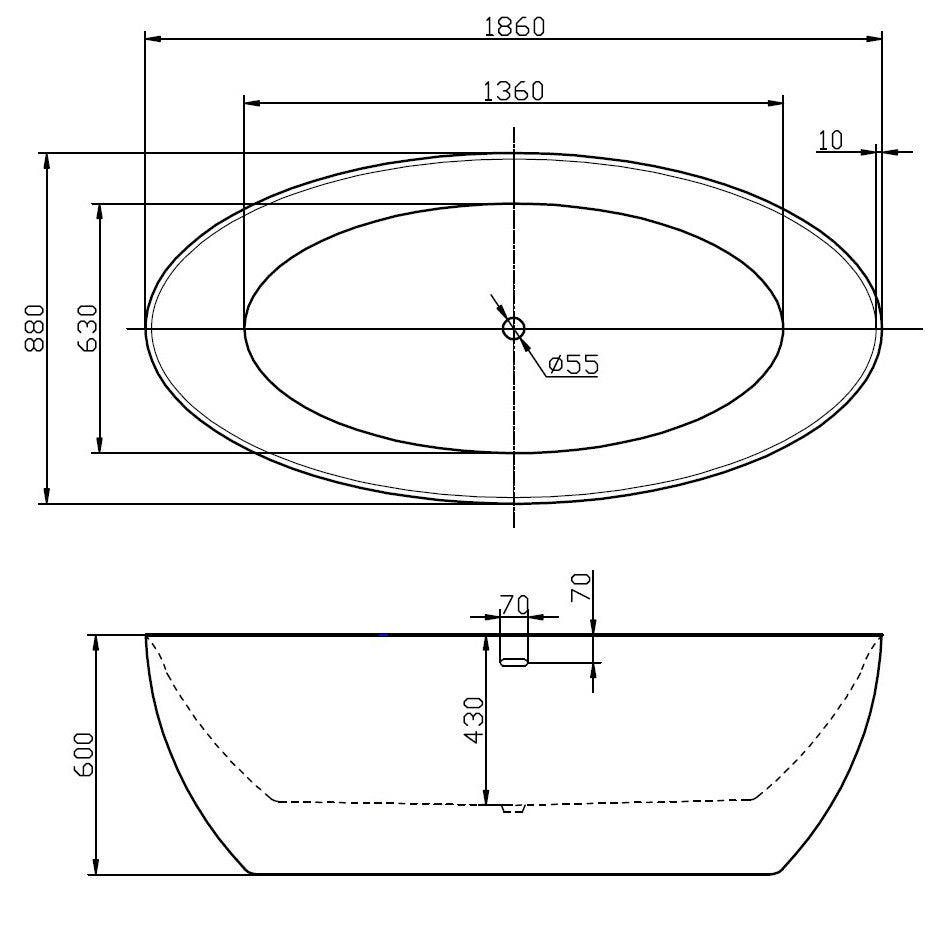 Freistehende Badewanne TERRA