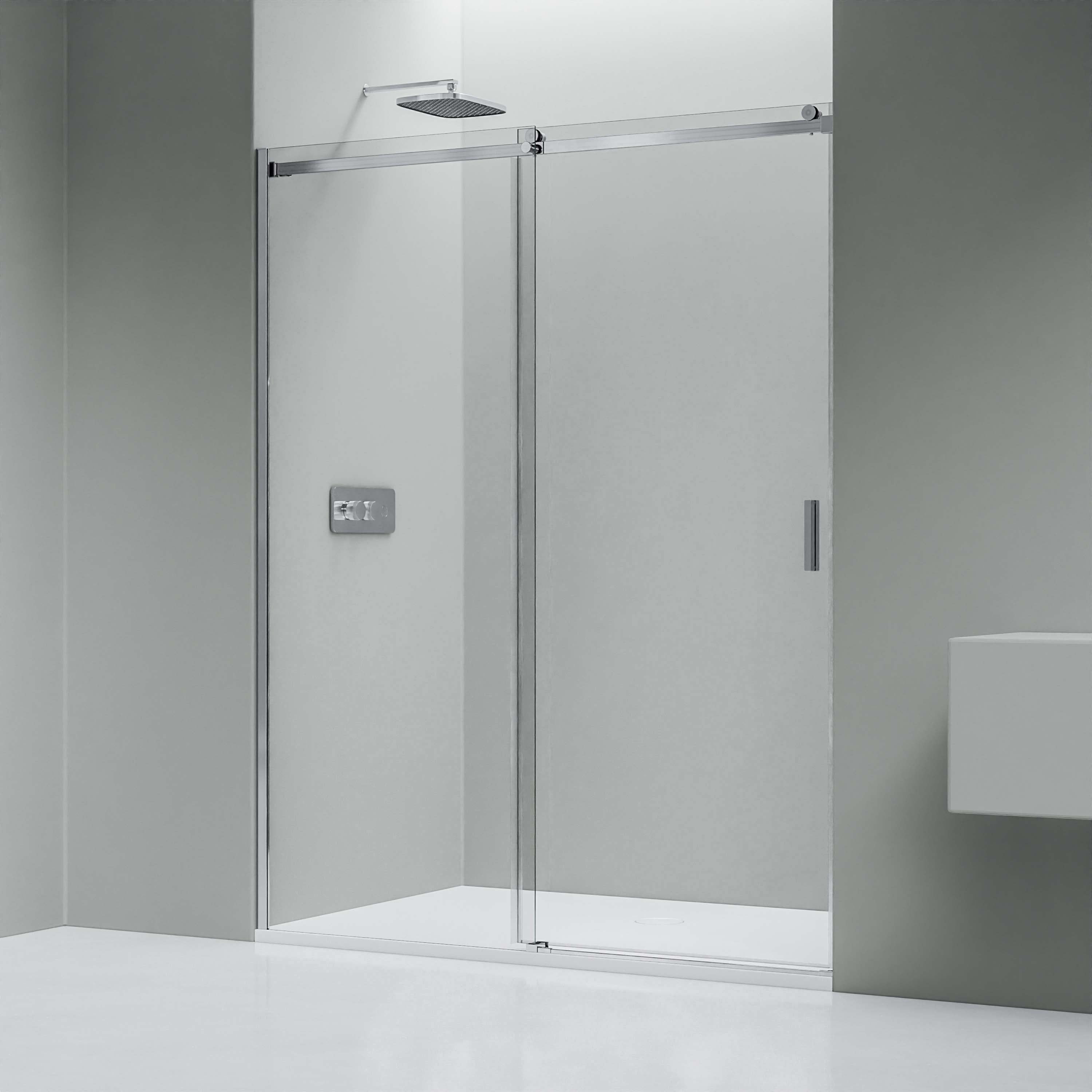 BERNSTEIN Eckdusche NT806 FLEX Mit Schiebetür | 100x90 Cm, 6 Mm Graues ESG-Glas, Nano-Beschichtung, Schwarz Matt