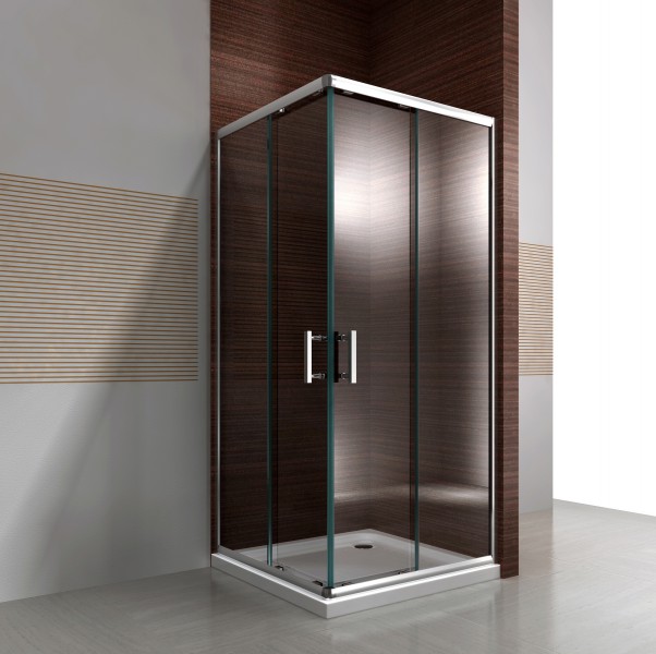 Duschkabine Eckdusche Schiebetüren 6mm NANO Echtglas EX506 - 100x100x195cm