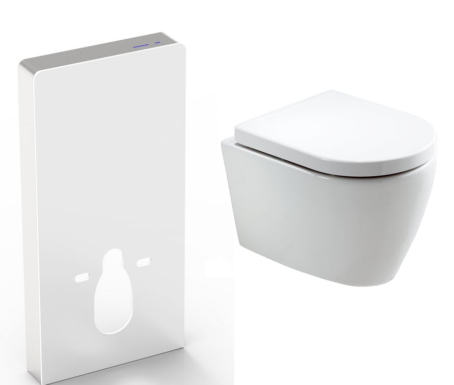 Wc-Komplettpaket 40:  WC B-8030 Weiß mit Soft-Close Sitz & Sanitärmodul 805S Weiß