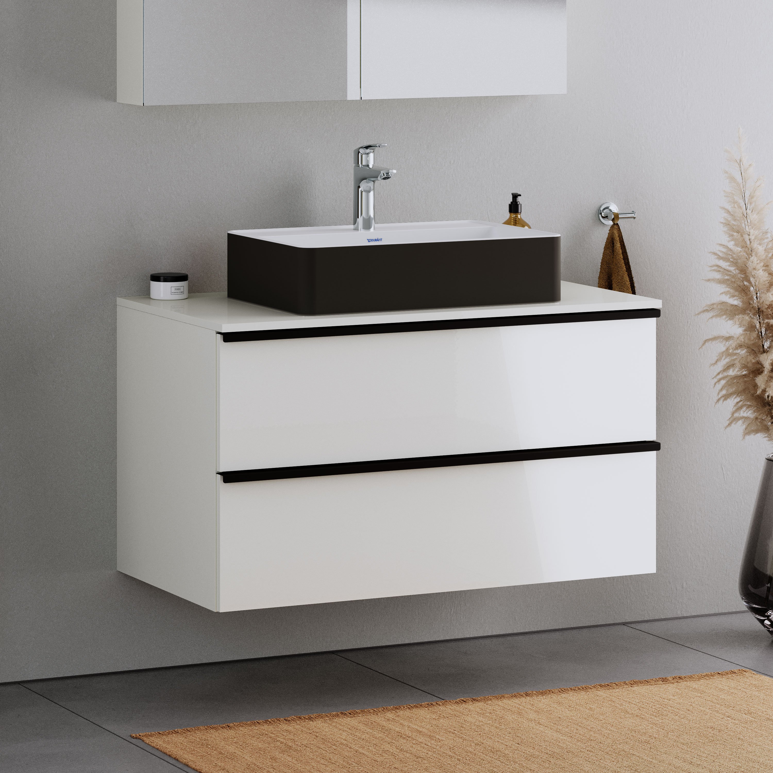 Duravit DuraBrezza Aufsatzwaschbecken, mit Hahnlochbank, 60x40x14 cm, aus Mineralguss - Farbe wählbar
