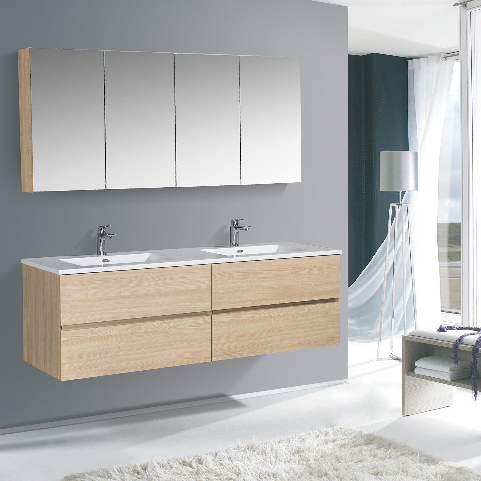 Badmöbel-Set EDGE 1500 mit Waschbecken - Farbe wählbar