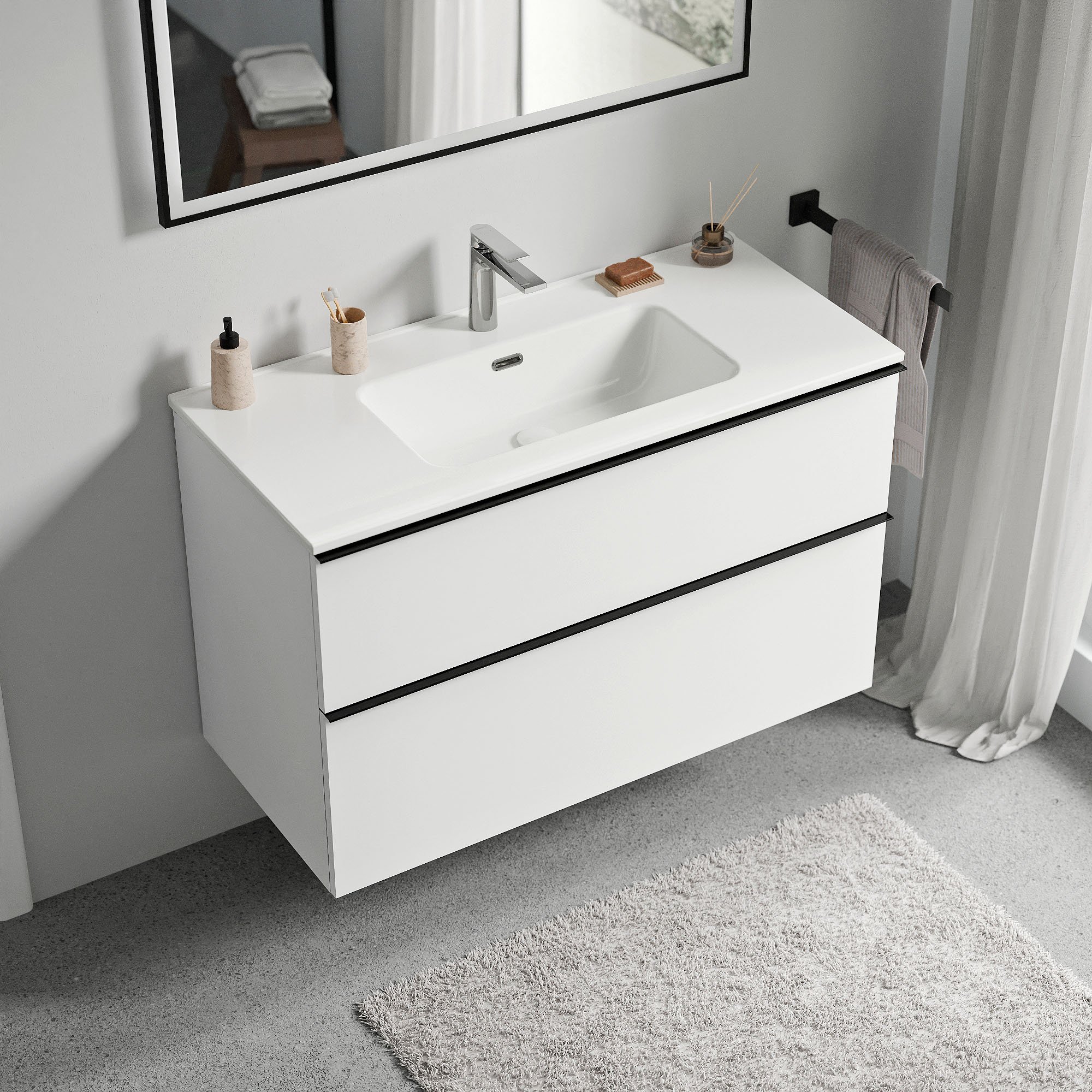 Waschtischunterschrank LAVOA 100 cm mit Waschbecken - Farbe wählbar 165774,165776,165778