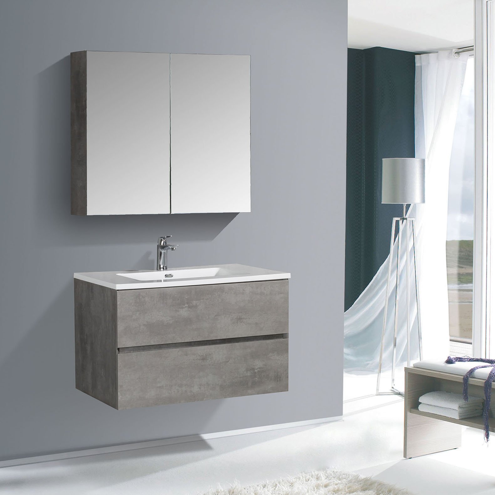 Badmöbel-Set EDGE 850 mit Waschbecken - Farbe wählbar