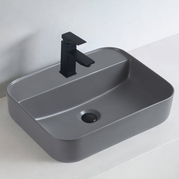 Aufsatzwaschbecken KW8085 aus Keramik Grau matt - 50 x 40 x 13 cm