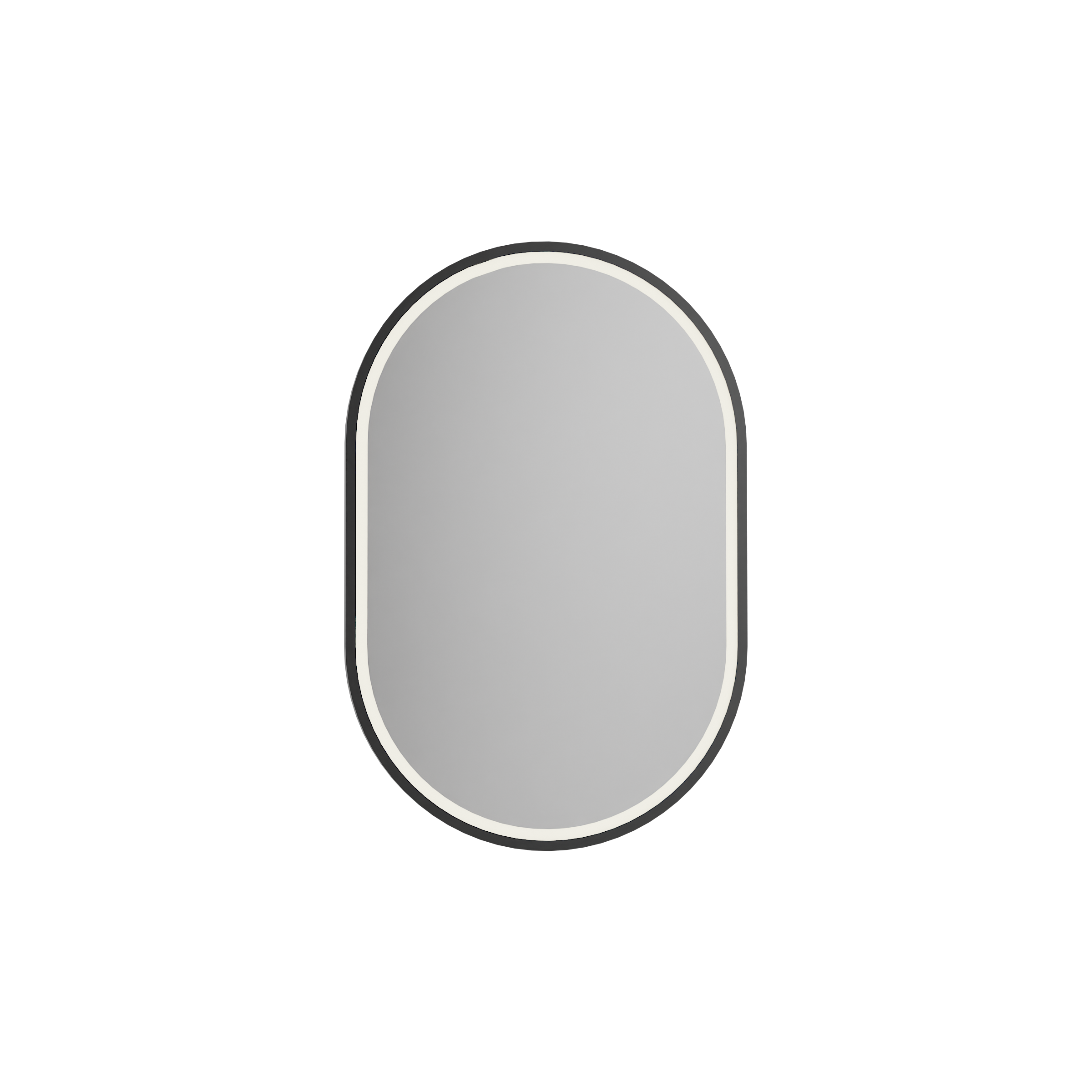 LED Lichtspiegel 8144-2.0 Oval - Aluminiumrahmen - Schwarz matt - Vertikal - Sandgestrahlt