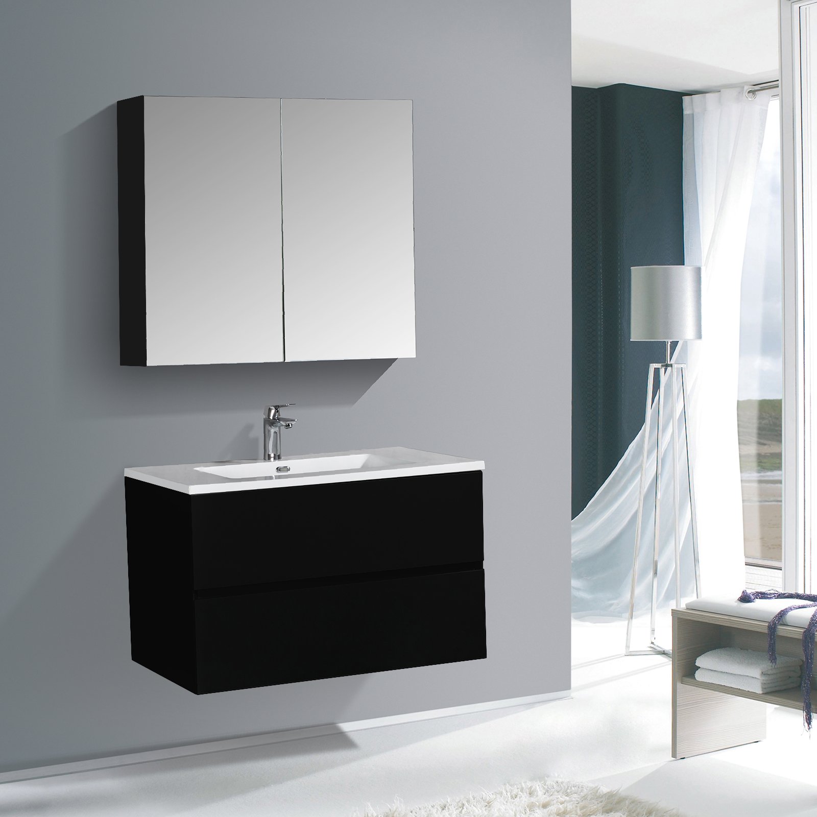 Badmöbel-Set EDGE 750 mit Waschbecken - Farbe wählbar