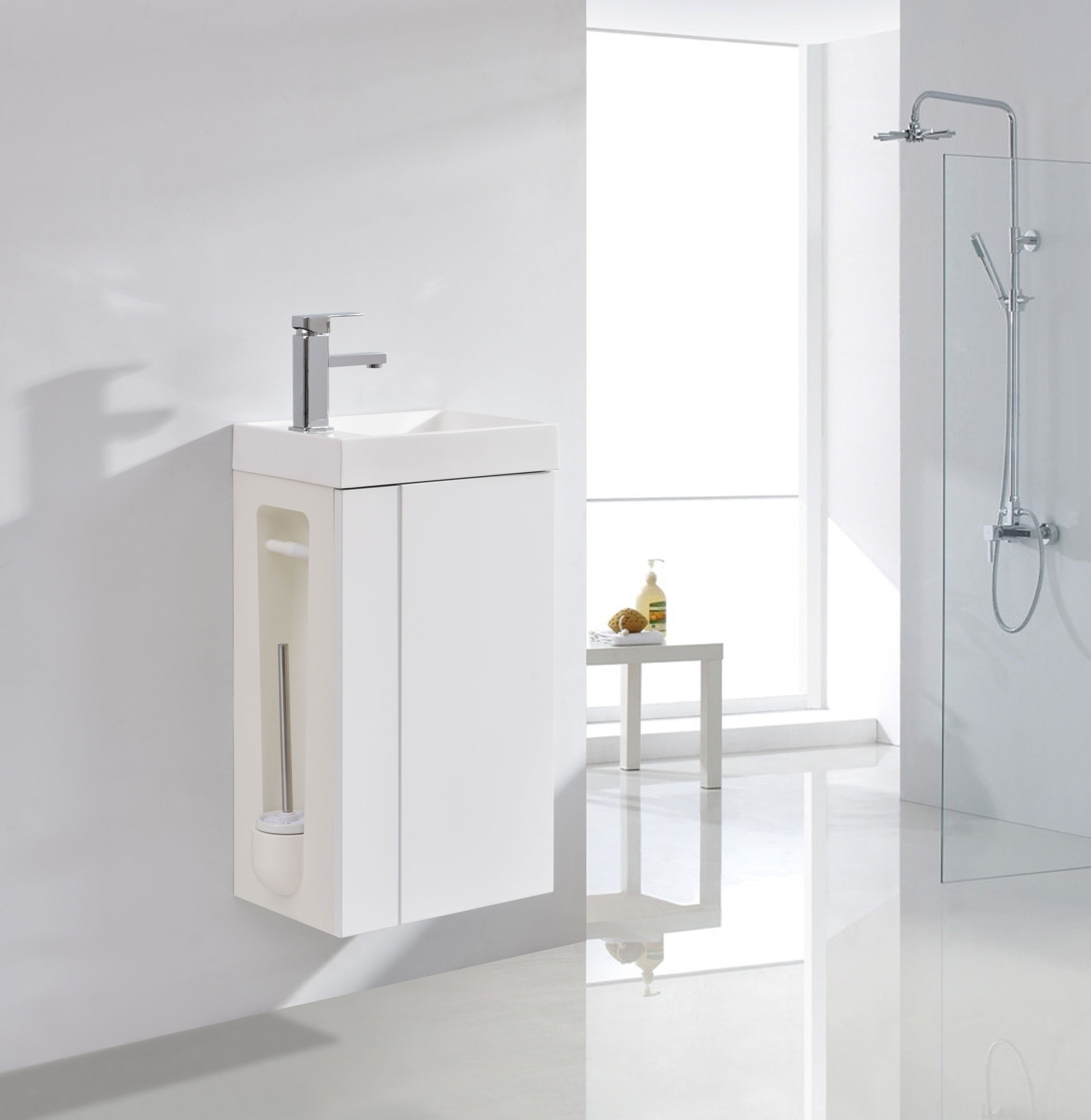 Badmöbel-Set Compact 400 für Gäste-WC mit Waschbecken - Farbe wählbar