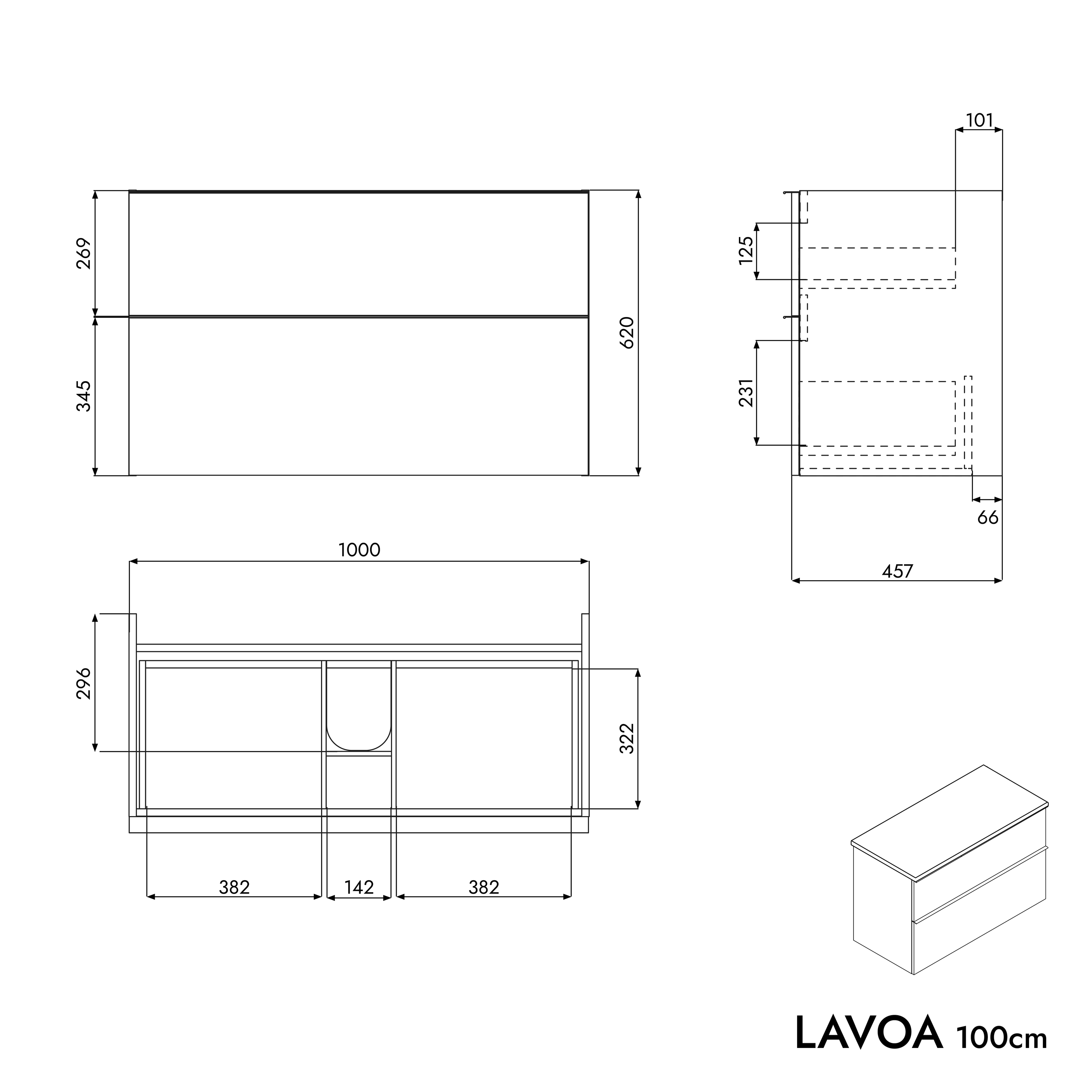 Badmöbel Unterschrank LAVOA 100 cm für Aufsatzwaschbecken - Farbe wählbar Badmöbel Unterschrank LAVOA 100 cm für Aufsatzwaschbecken - Farbe wählbar