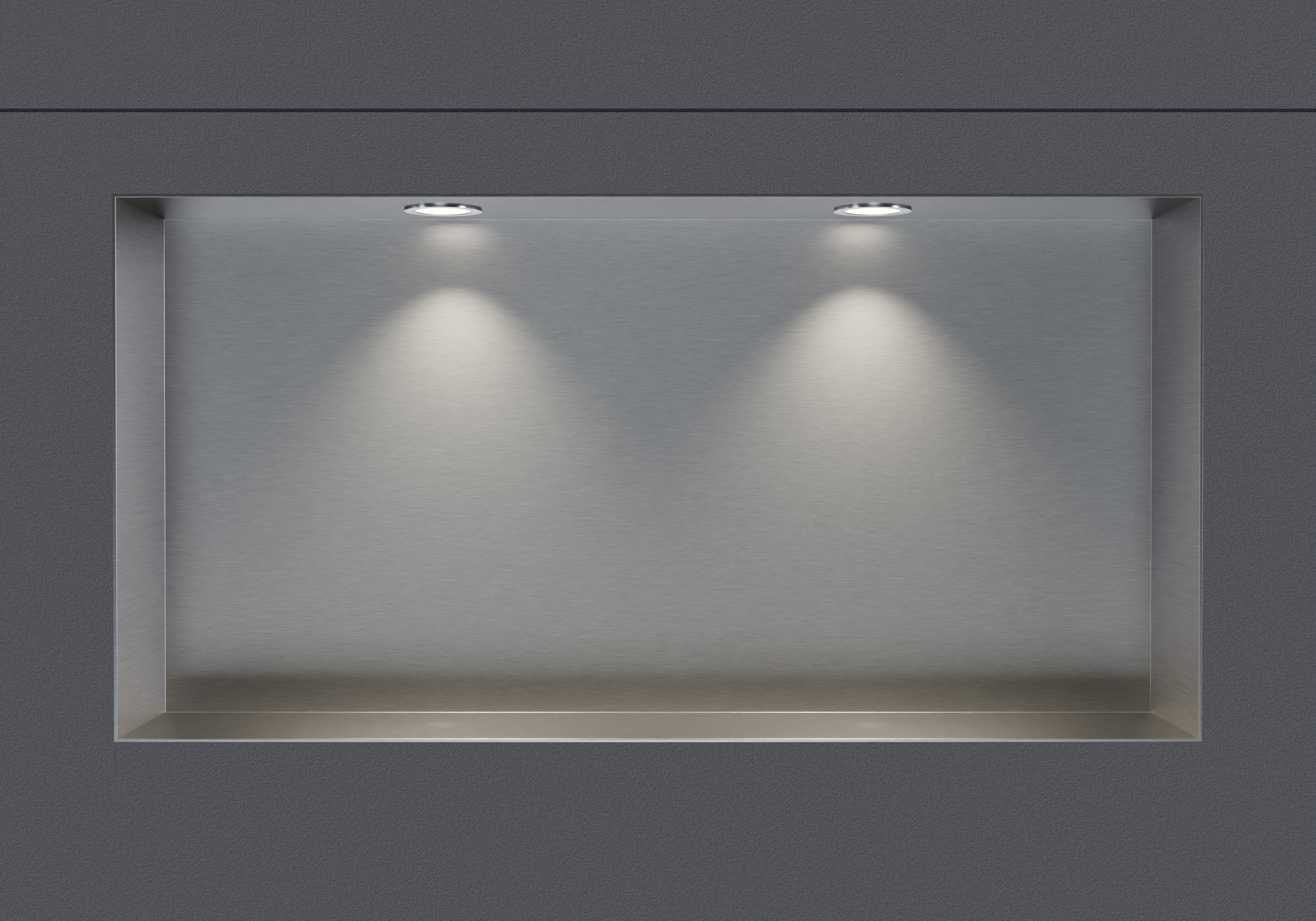 Wandnische aus Edelstahl NT206010X randlos mit LED-Spot - 20 x 60 x 10 cm (H x B x T) - Farbe wählbar