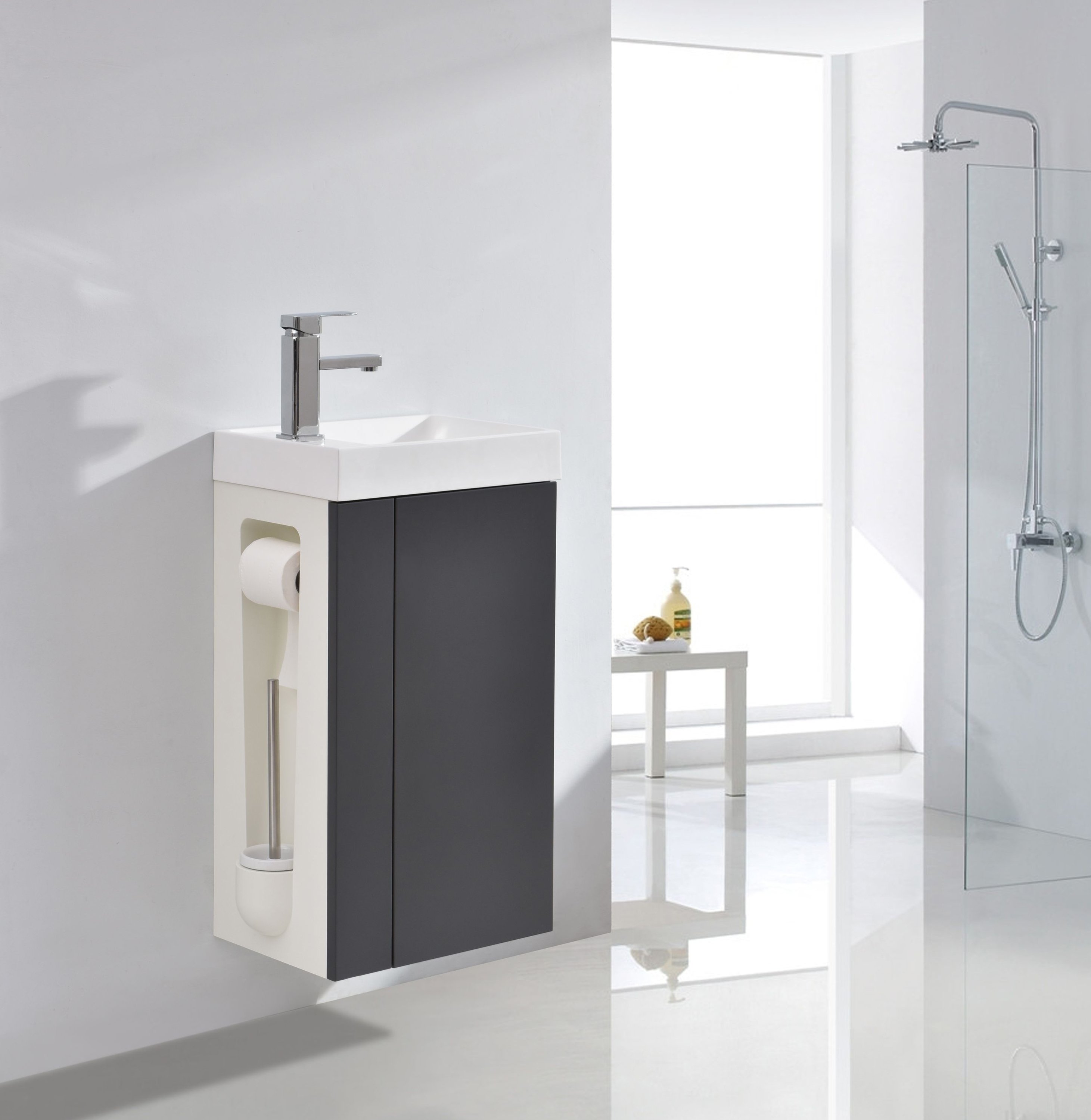 Badmöbel-Set Compact 400 für Gäste-WC mit Waschbecken - Farbe wählbar