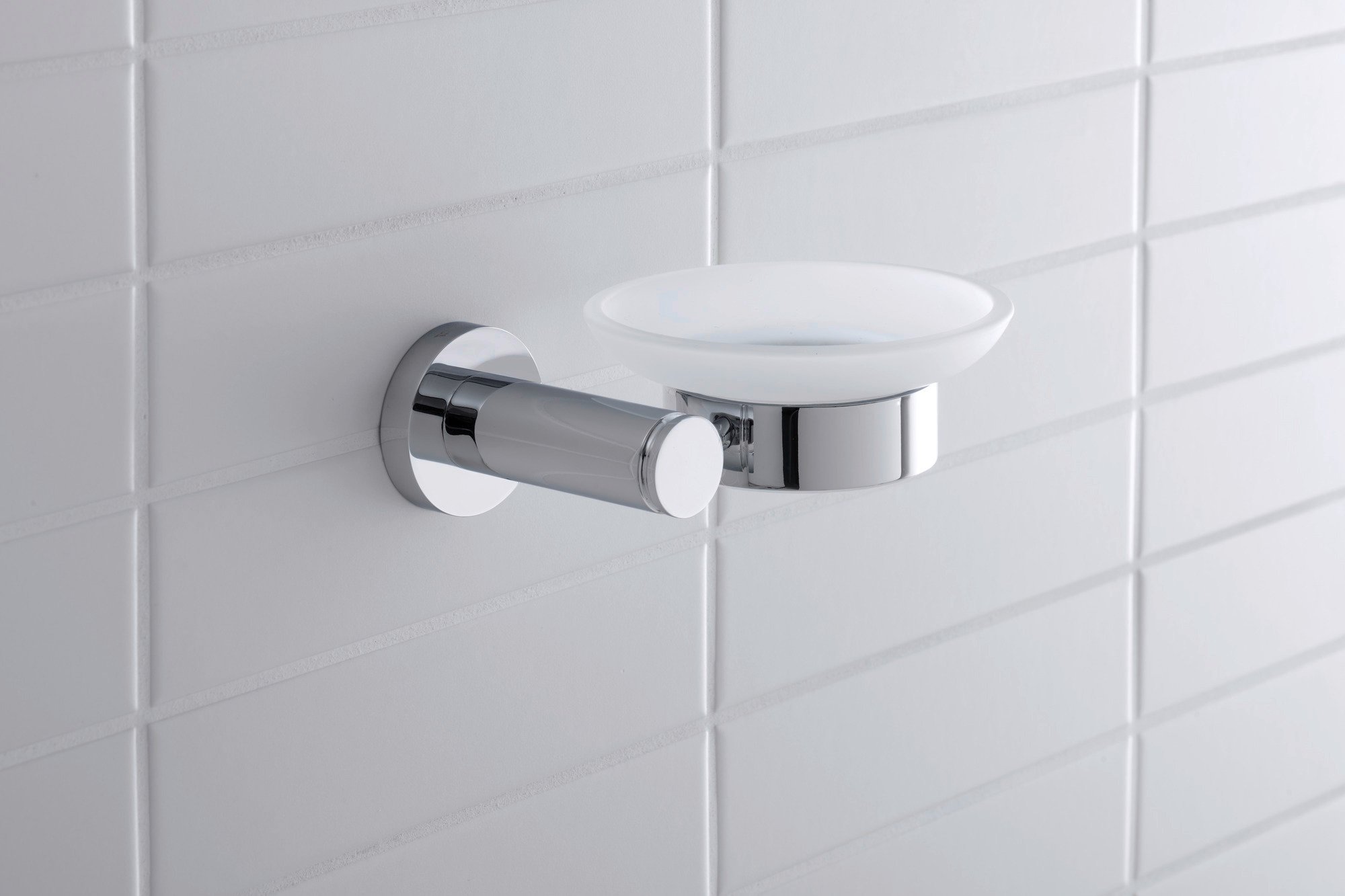 Duravit D-Code Seifenschale Ø10cm für 1 Seife in Chrom - rechtsseitig