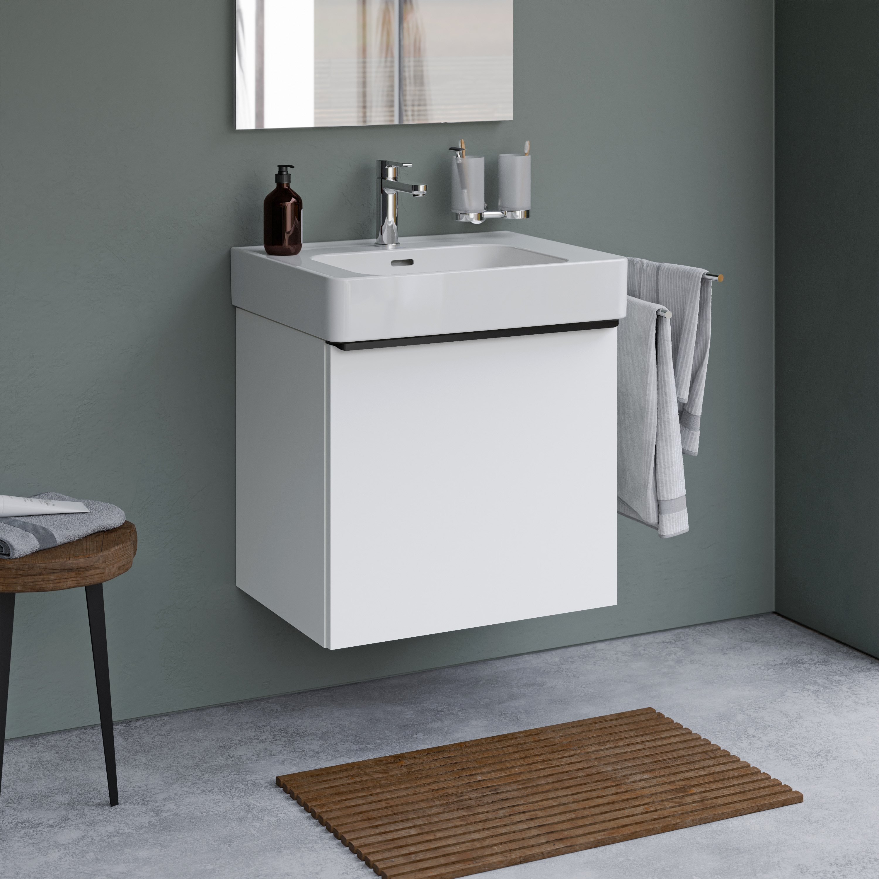 Duravit Soleil Badmöbel-Set mit Griffleiste inkl. Waschbecken, mit 1 Auszug, 60 cm - Farbe wählbar