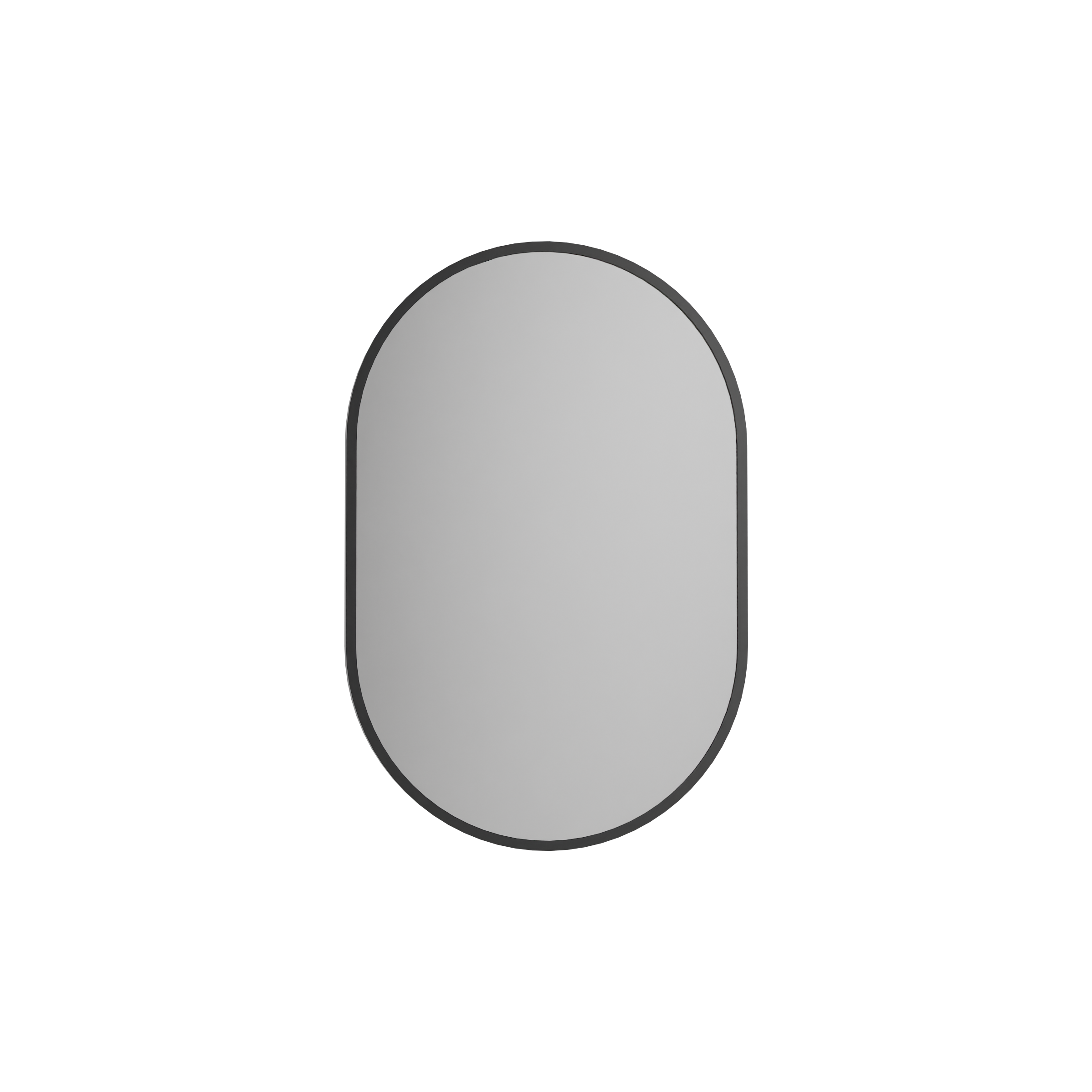 LED Lichtspiegel 8144-2.0 Oval - Aluminiumrahmen - Schwarz matt - Vertikal - 40 x 60 x 3 cm