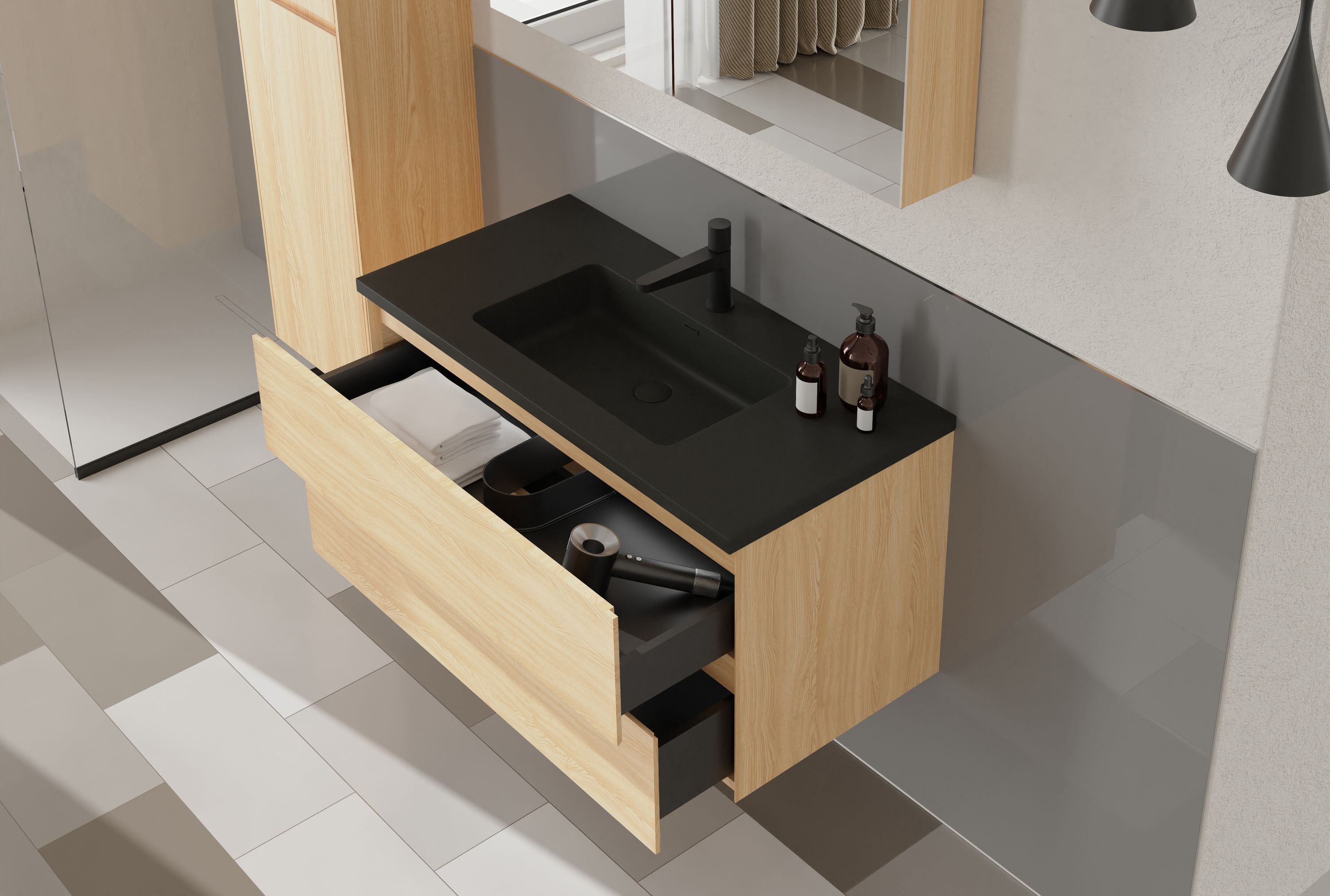 Badmöbel-Set EDGE 1000 mit Waschbecken - Farbe wählbar
