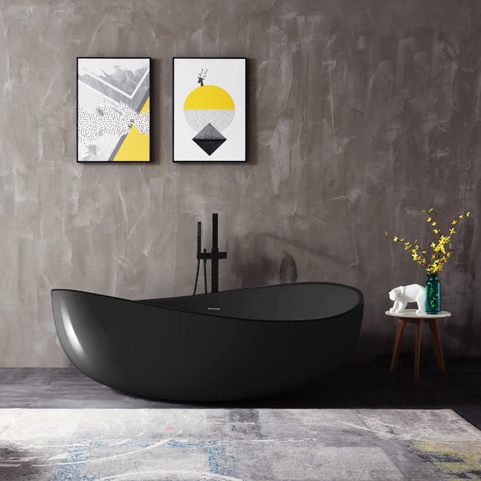 Überlauf BW-IX020 180x90x58 cm Freistehende Badewanne aus Acryl Wanne mit Ab- 