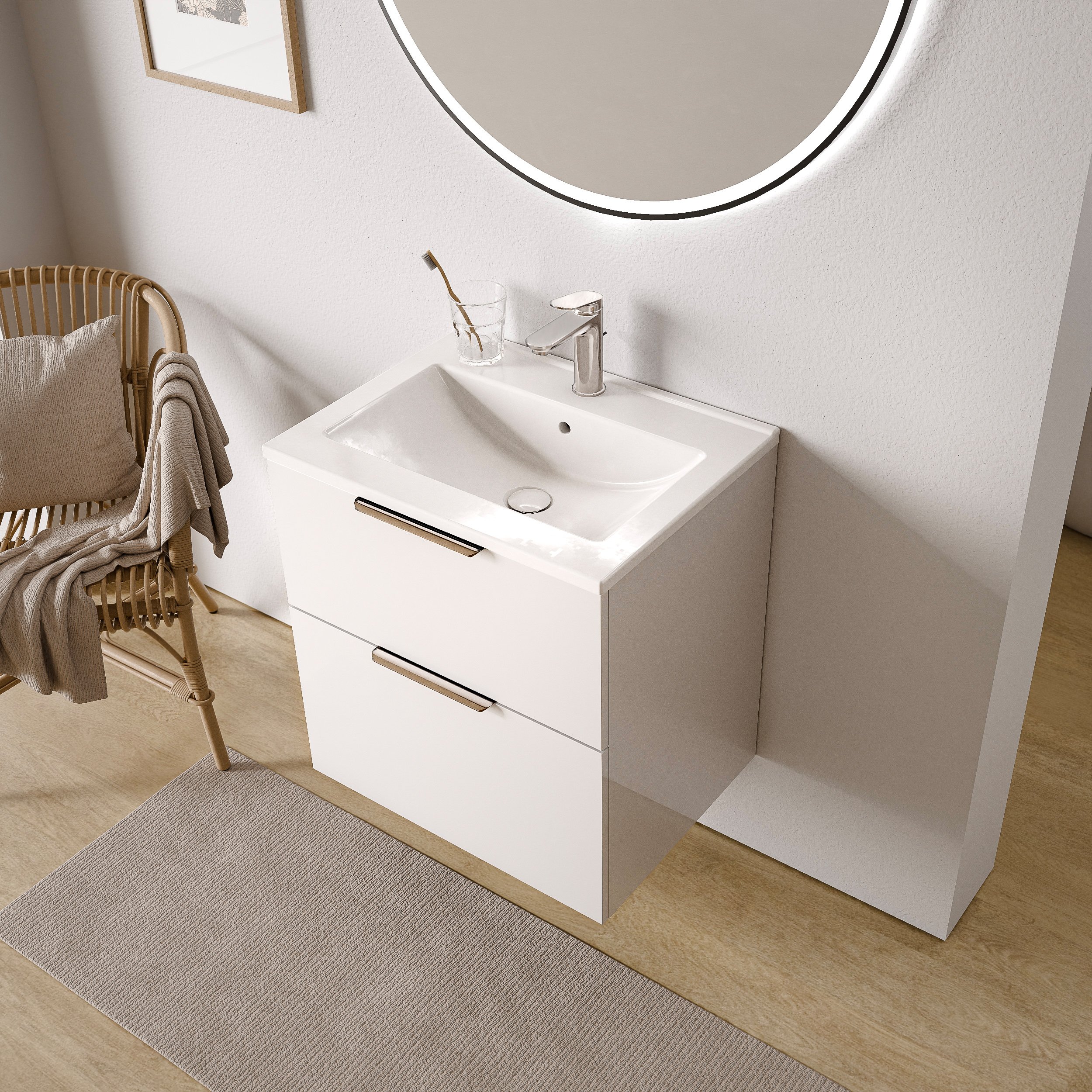 Waschtischunterschrank TIM 60 cm mit Waschbecken - Farbe wählbar 165372