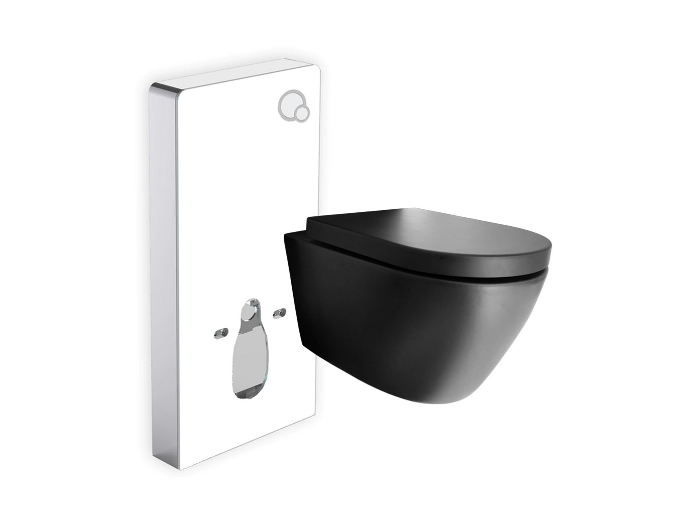 WC-Komplettpaket 46:  WC B-8030R Schwarz matt mit Soft-Close Sitz & Sanitärmodul 805 Weiß