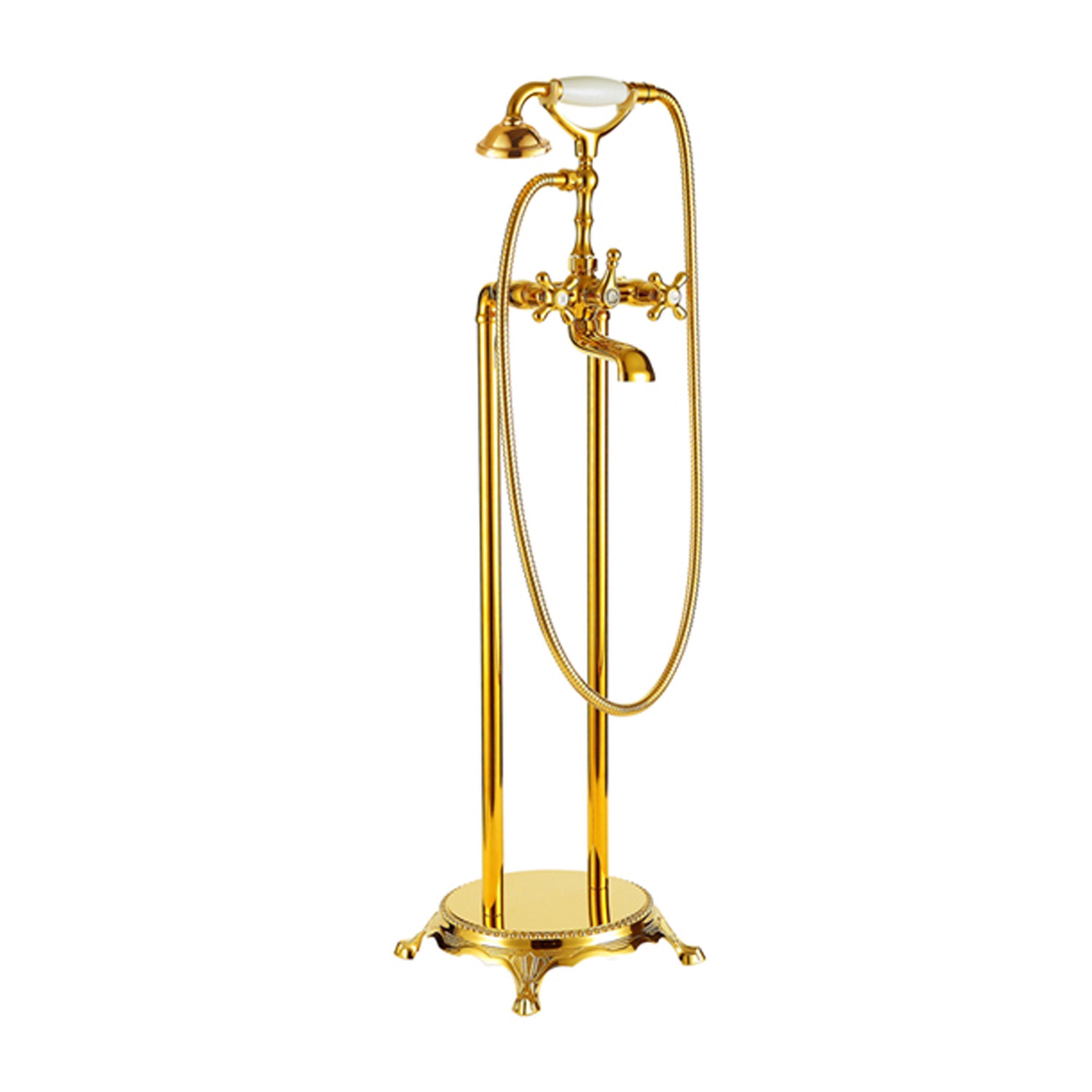 Standarmatur freistehend Wannenarmatur rund Armatur 1414 Gold