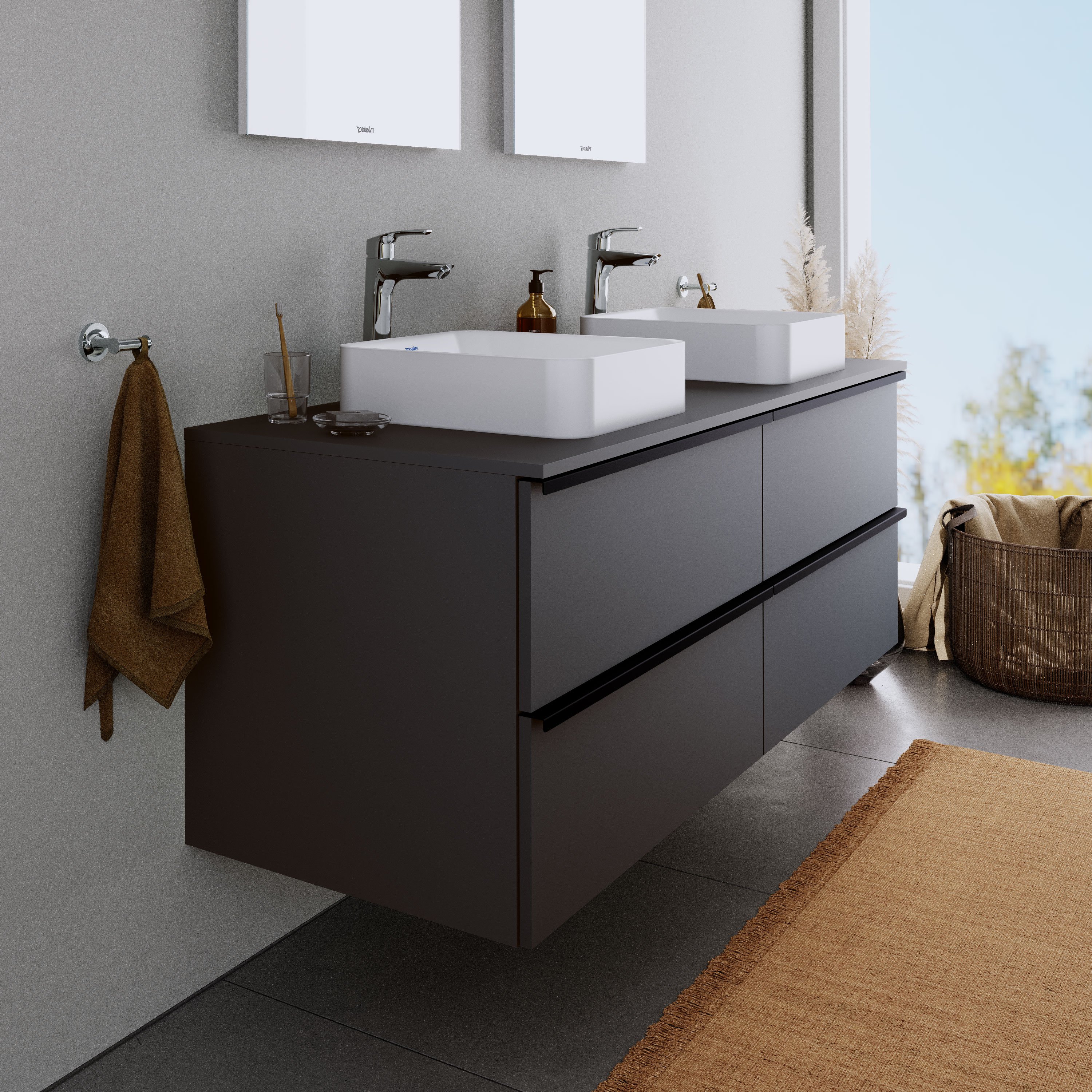 Duravit DuraPoint Waschtischunterschrank mit Griffleiste, für Aufsatzbecken, 120 cm - Farbe wählbar