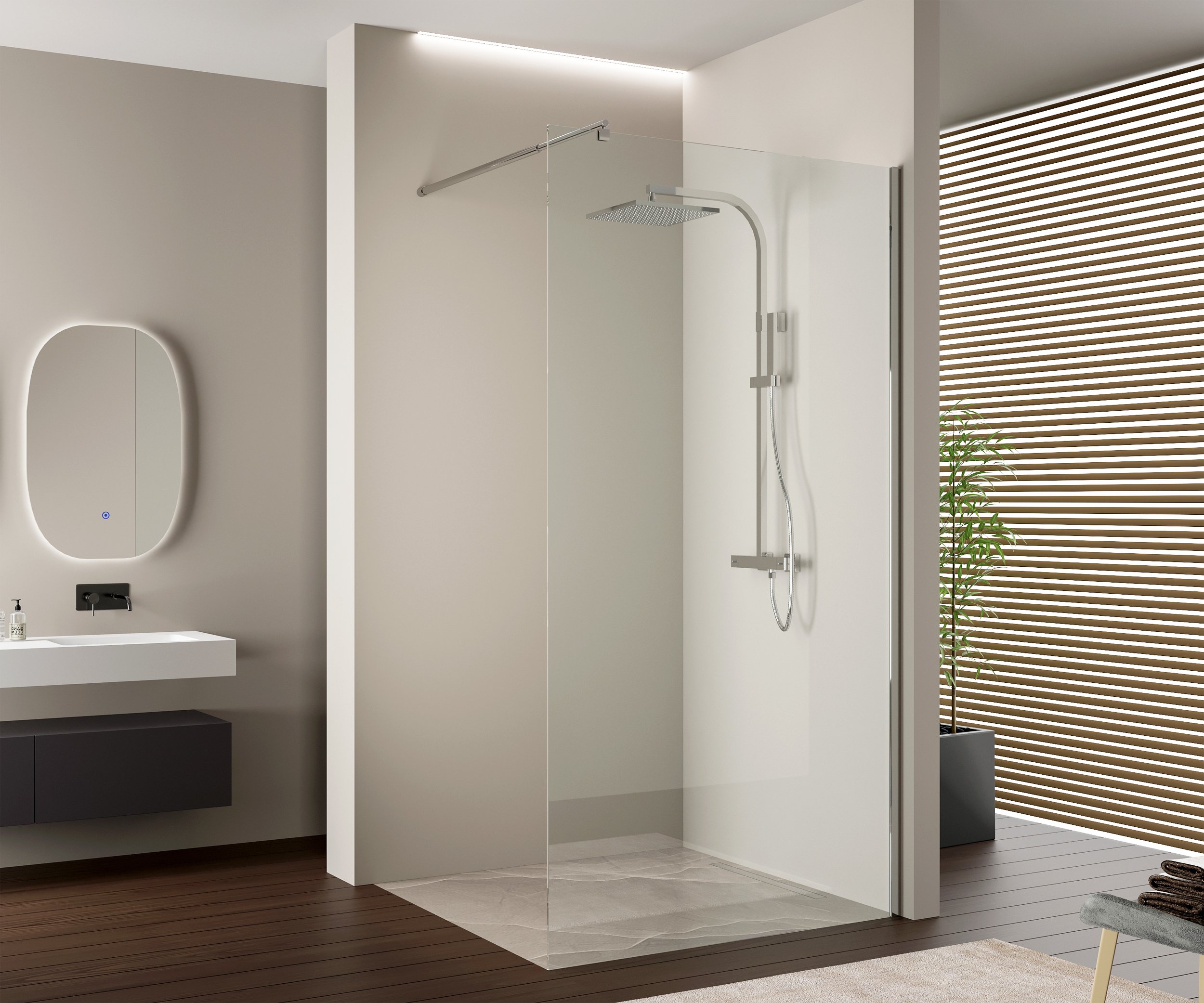Walk-In Nano EX103 10 mm Super White Glas – Profilfarbe & Breite wählbar
