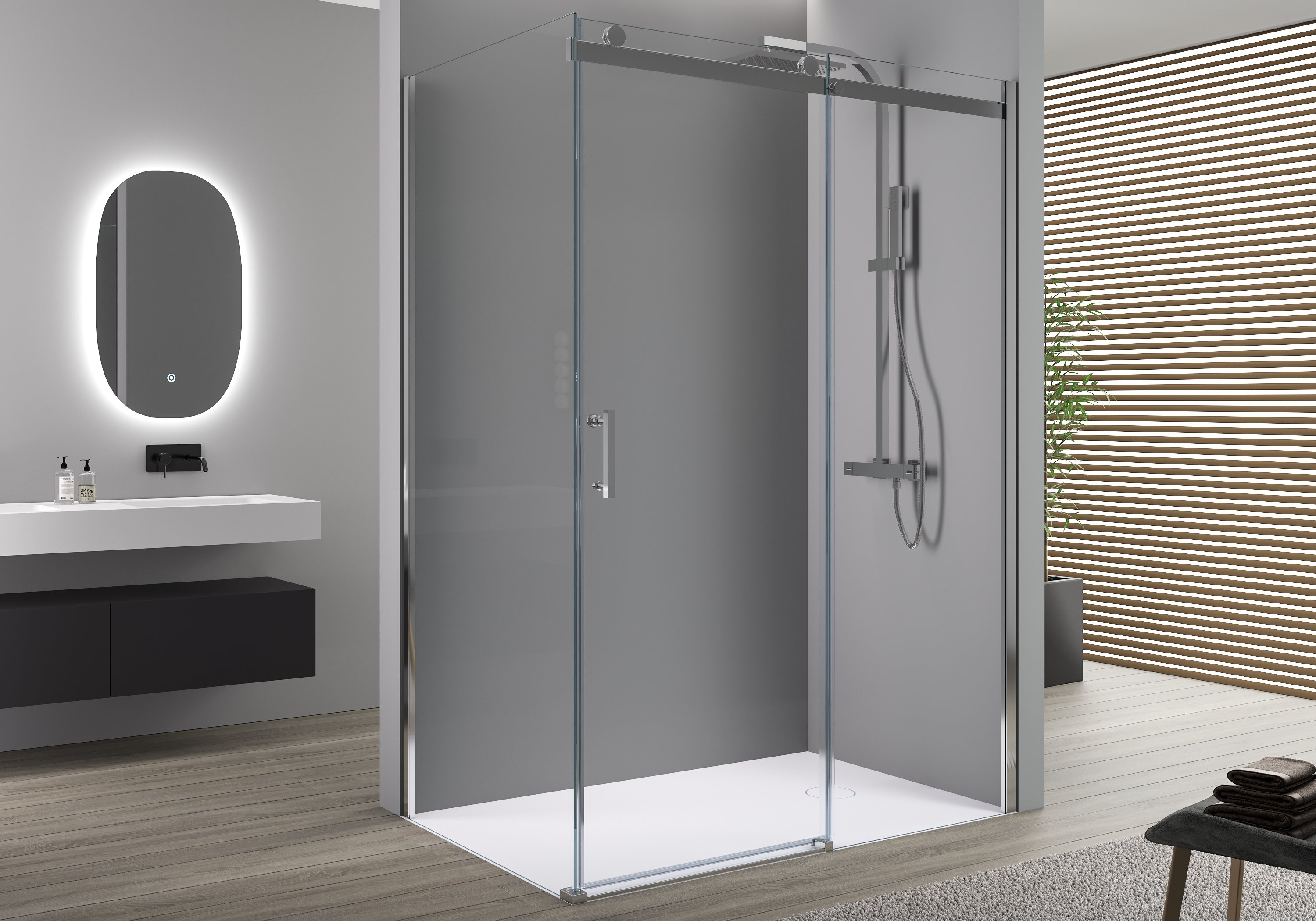 Duschkabine NANO 8mm Echtglas EX806 Schiebetür - 80 x 120 x 195 cm