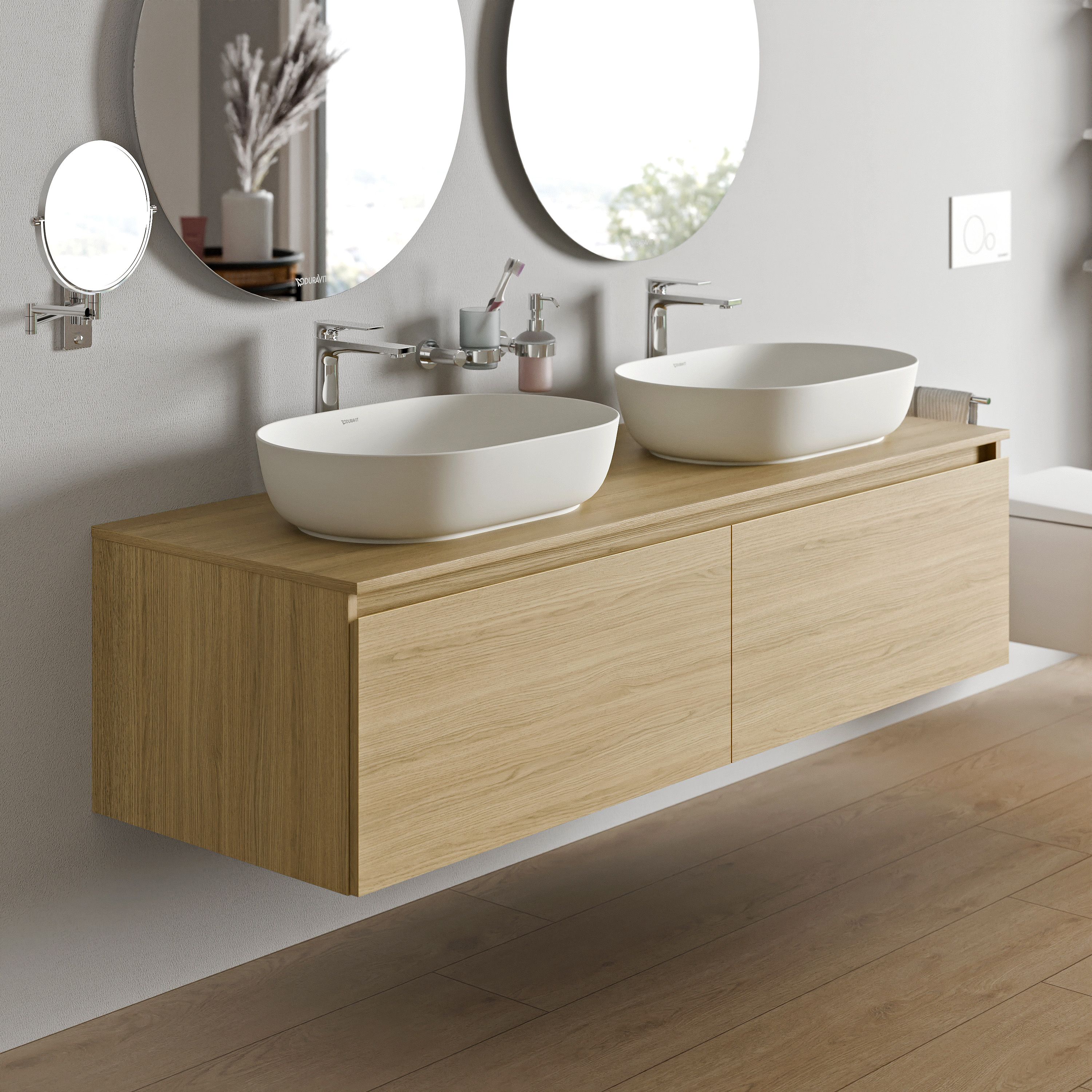 Duravit Vellora Waschtischunterschrank 160 cm wandhängend mit 2 Auszügen - Farbe wählbar