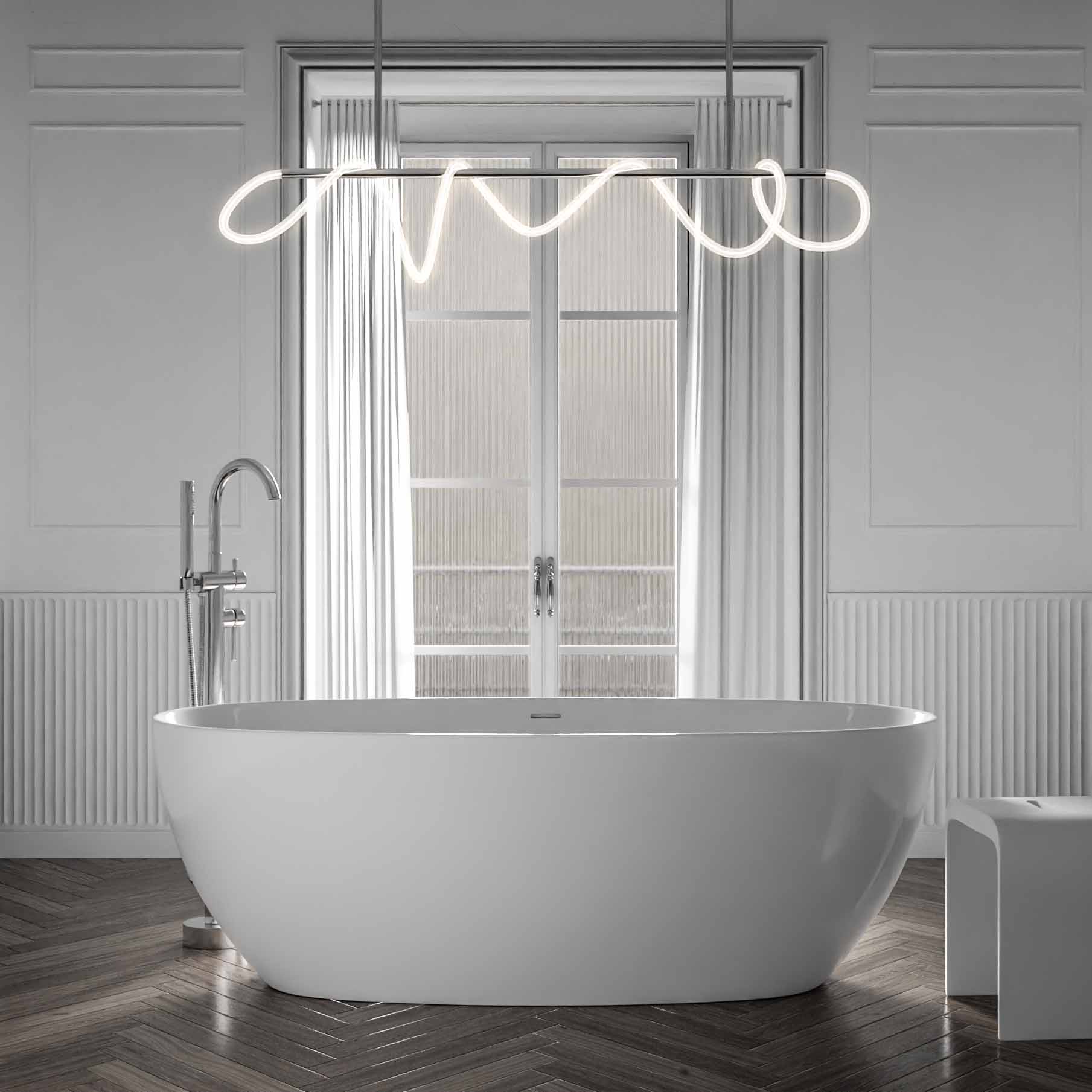Freistehende Badewanne BELAQUA 2.0 Acryl Weiß glänzend - 180 x 80 x 58 cm