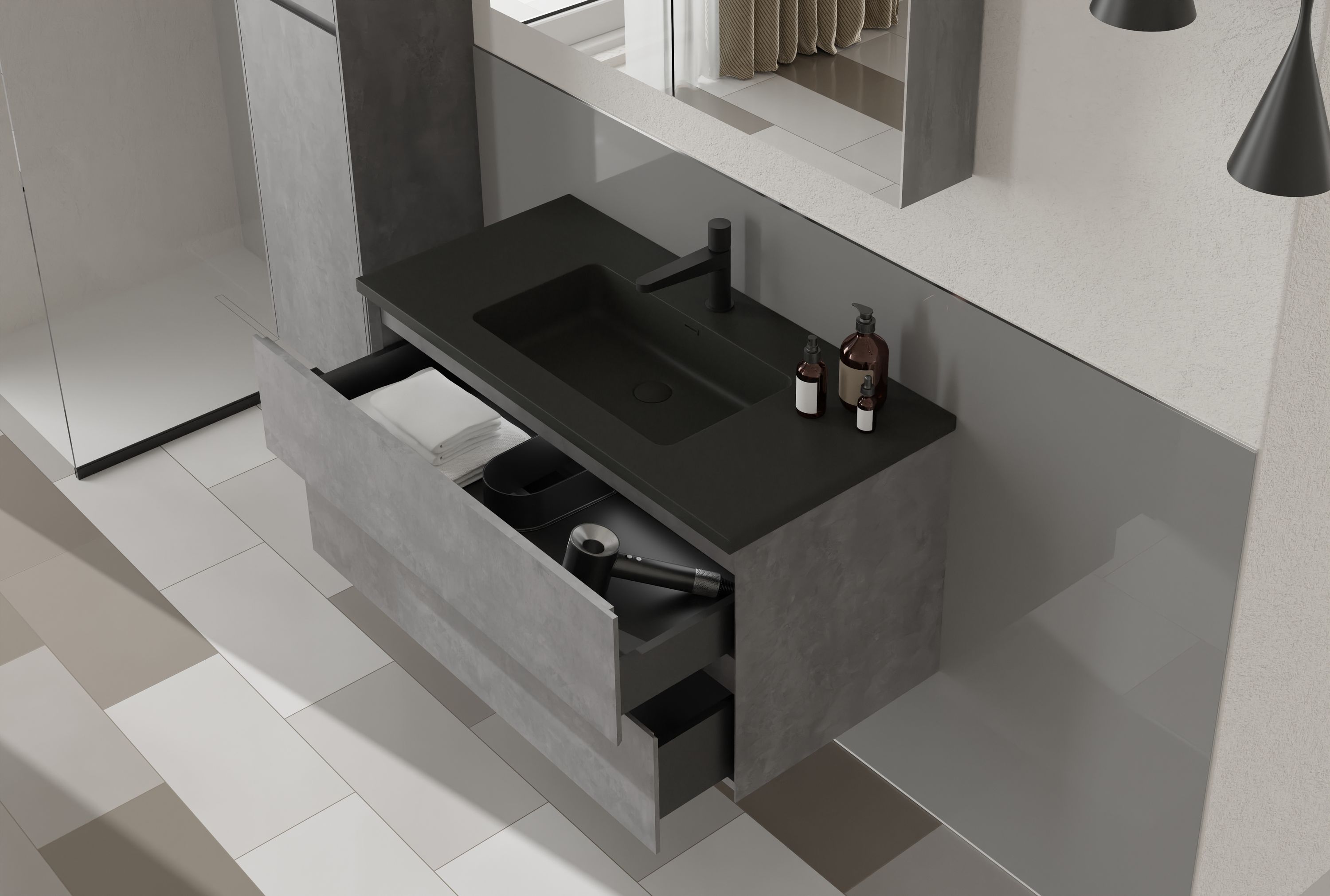 Badmöbel-Set EDGE 1000 mit Waschbecken - Farbe wählbar