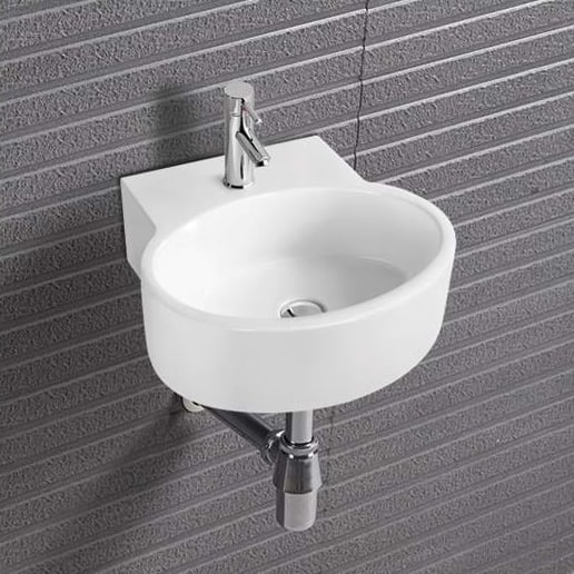 Wandwaschbecken KW209 aus Keramik für Gäste-WC - 34,5 x 33 x 12 cm - Weiß glänzend
