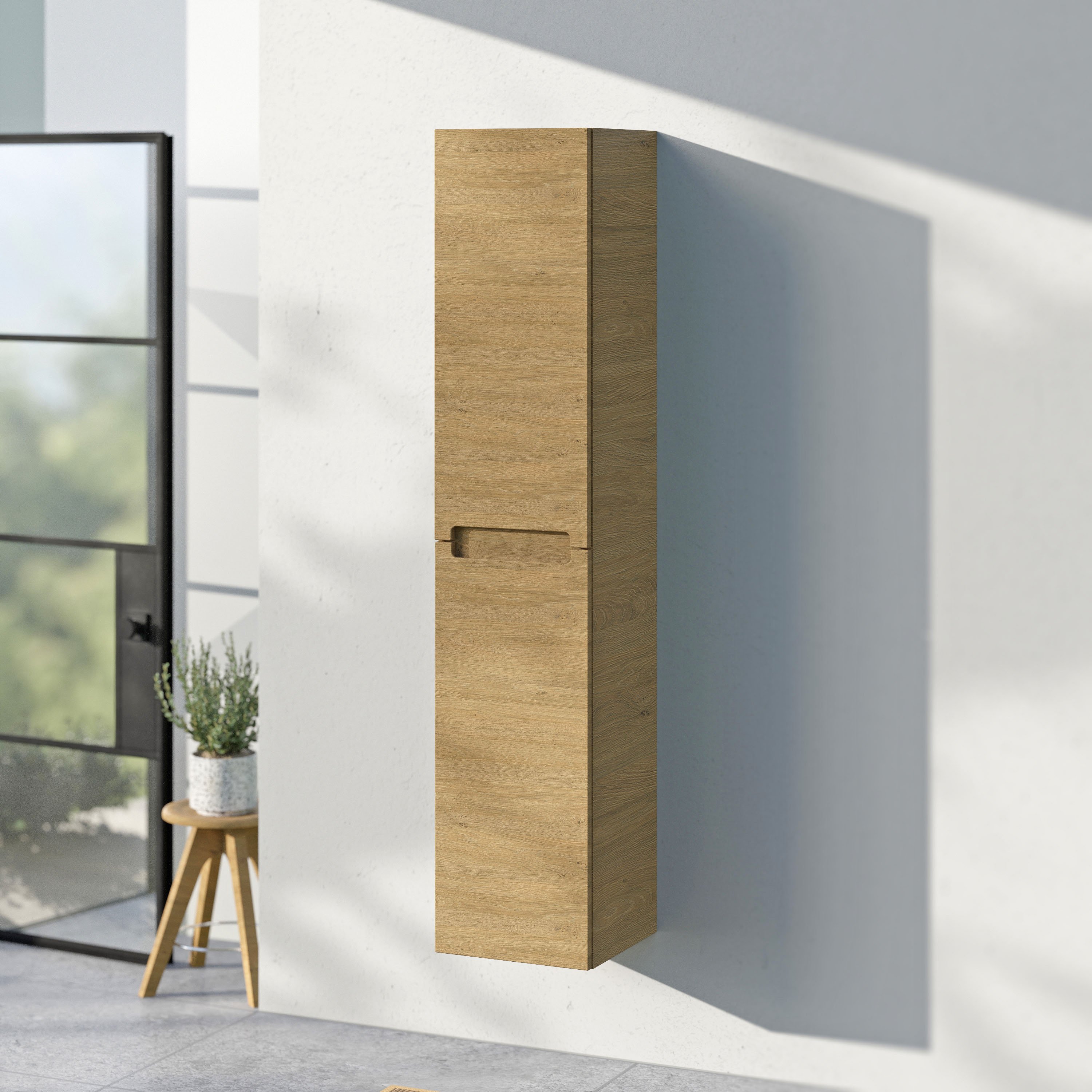 Badezimmer Hochschrank VIREO - flexible Montage - 35 x 170 x 35cm - Farbe wählbar Farbe: Eiche honiggold