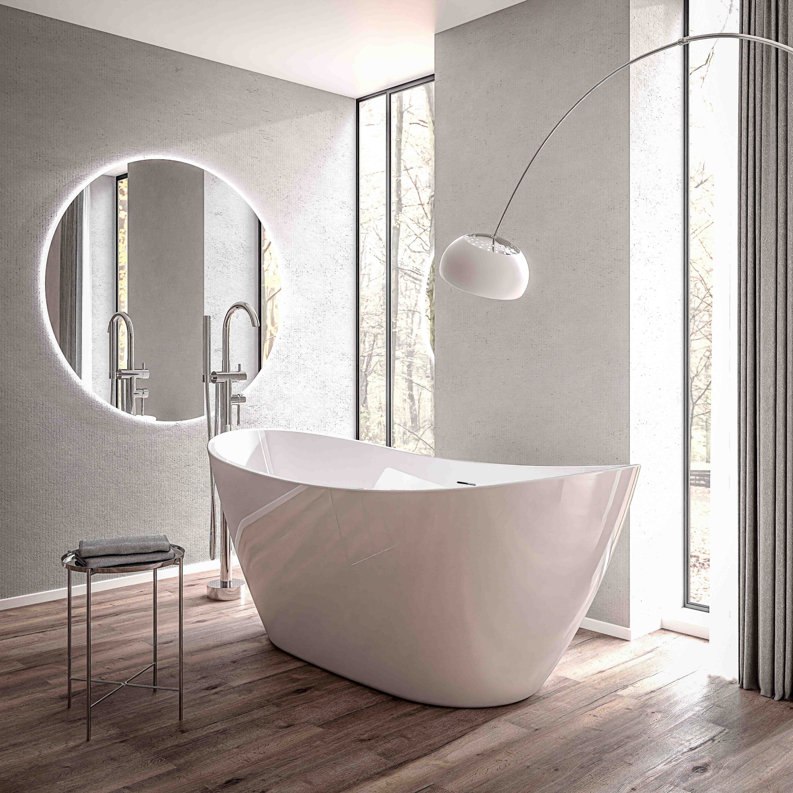 Freistehende Badewanne BELLAGIO 2.0 Acryl - Größe wählbar - in Weiß matt & Weiß glänzend wählbar