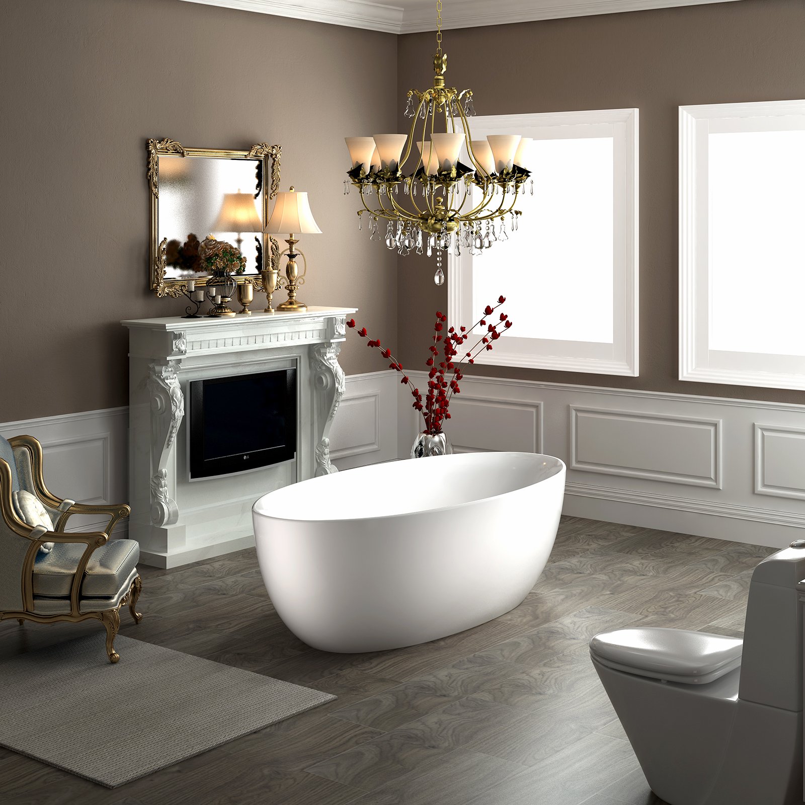 Freistehende Badewanne TERRA Acryl - 186 x 88 cm - Weiß matt oder glänzend - Zubehör optional