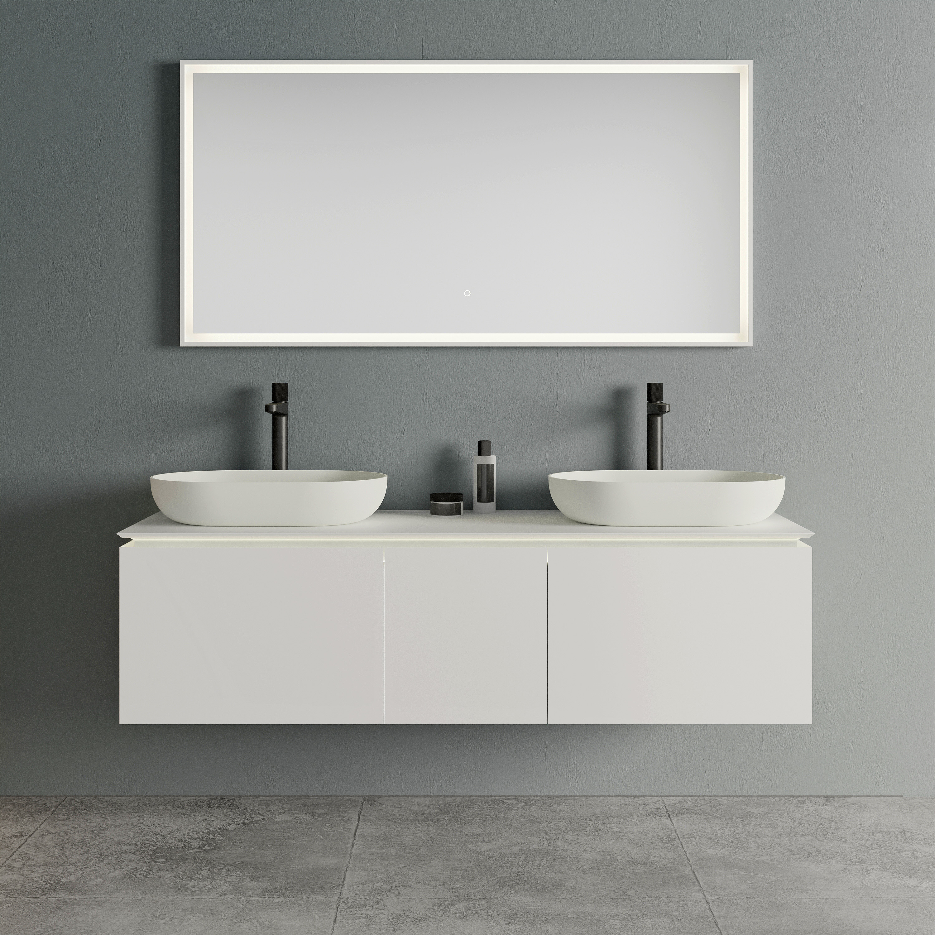 Waschtischunterschrank Treasure 150 cm Weiß softmatt mit LED-Beleuchtung