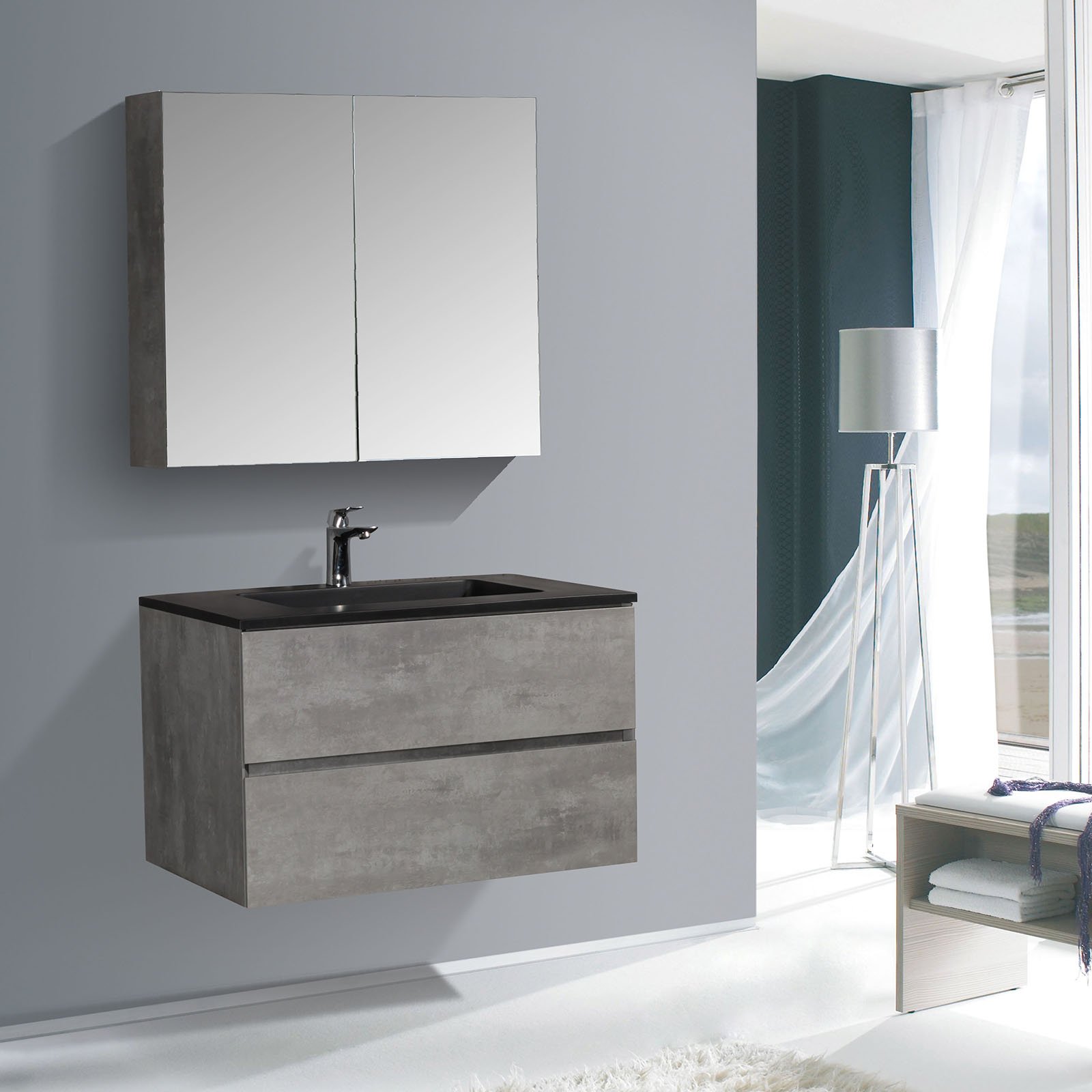 Badmöbel-Set EDGE 750 mit Waschbecken - Farbe wählbar