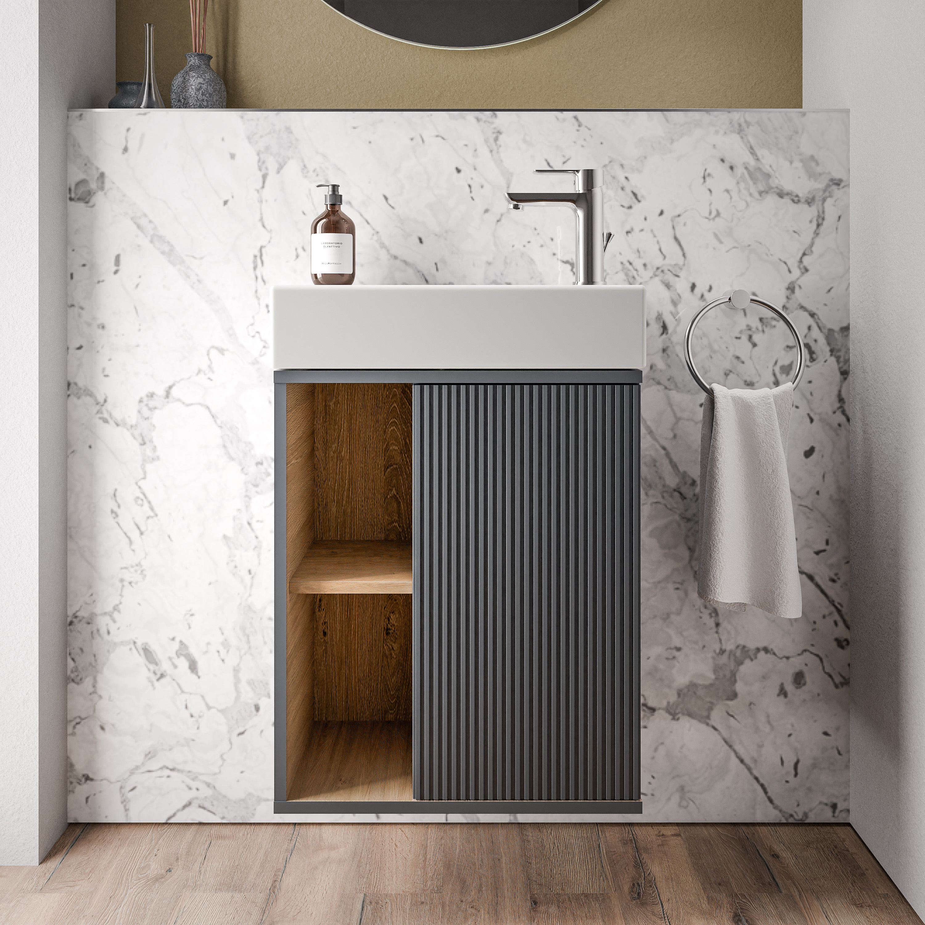 Duravit Waschbecken mit Waschtischunterschrank BELDIVO 50 cm - Türanschlag rechts - Farbe wählbar