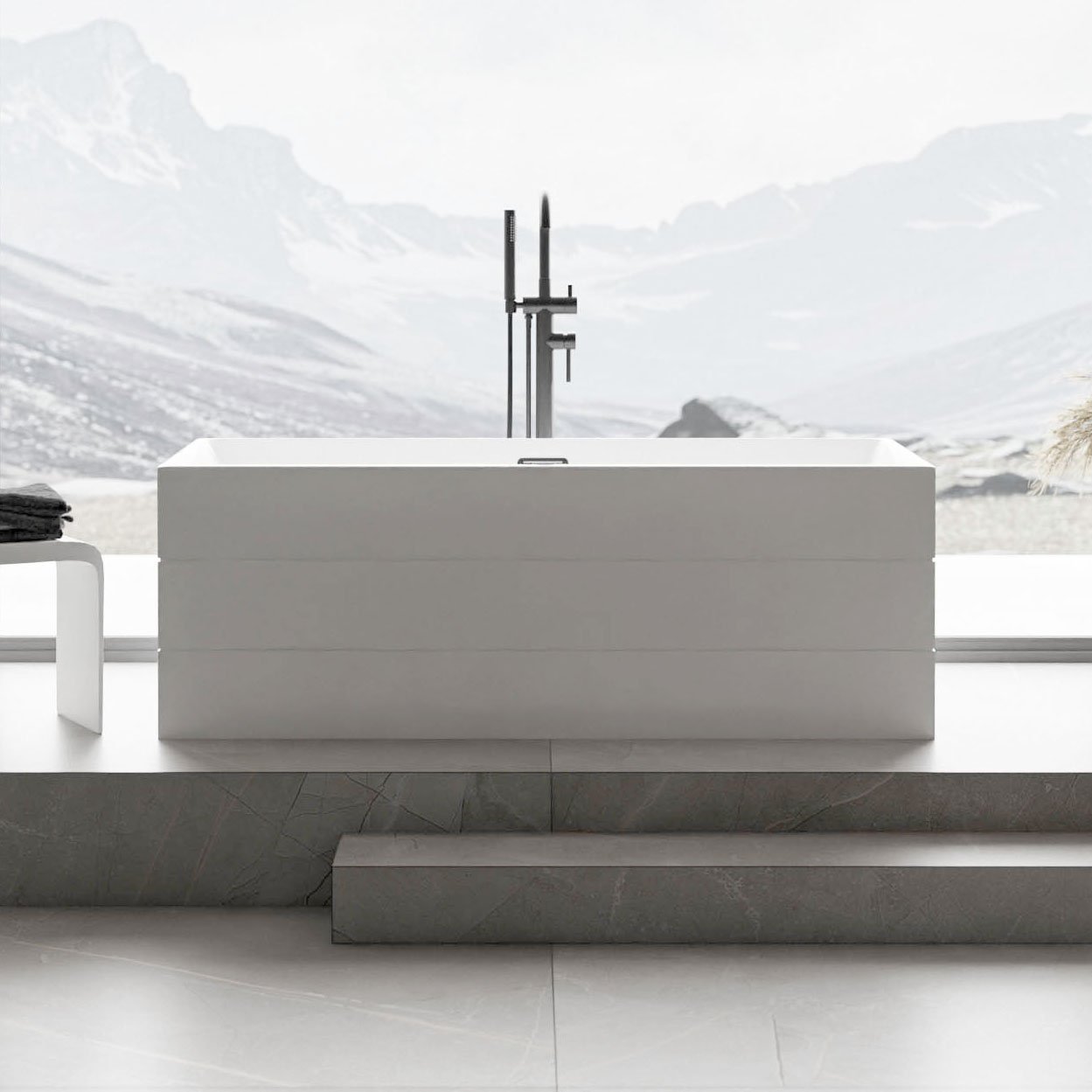 Freistehende Badewanne NADI Pro Acryl - 170 x 75 x 60 cm - Weiß - Standarmatur wählbar