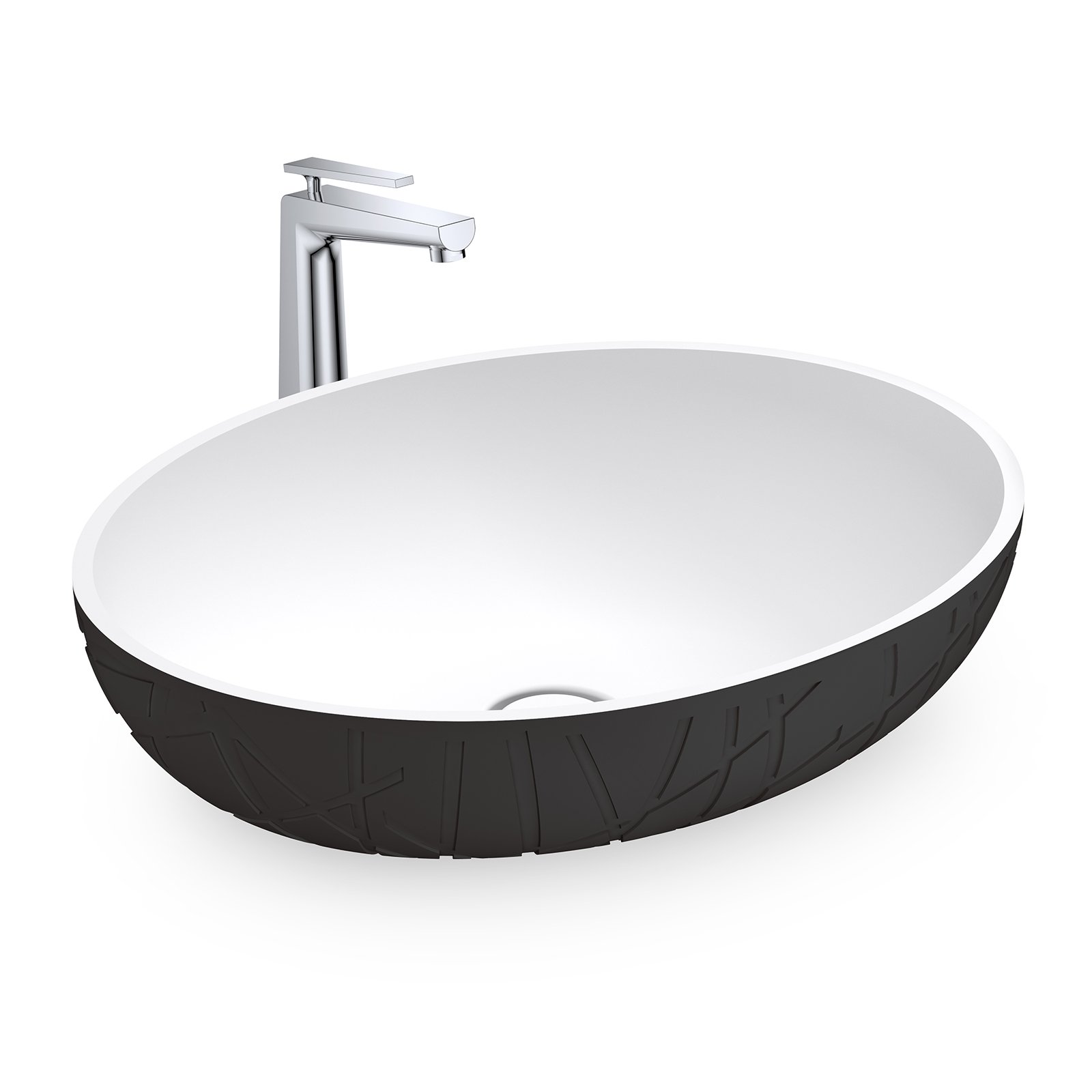 Aufsatzwaschbecken LEO - Mineralguss matt - Oval - 50 x 40 x 12 cm