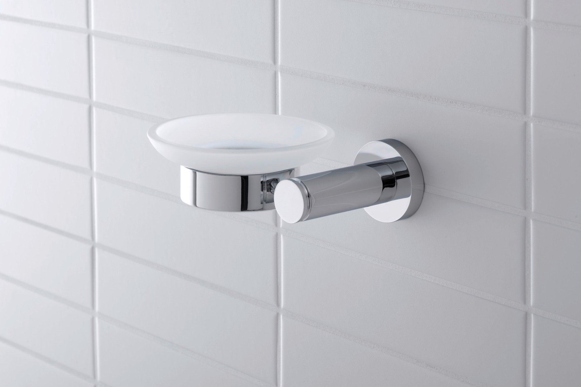 Duravit D-Code Seifenschale Ø10cm für 1 Seife in Chrom - linksseitig