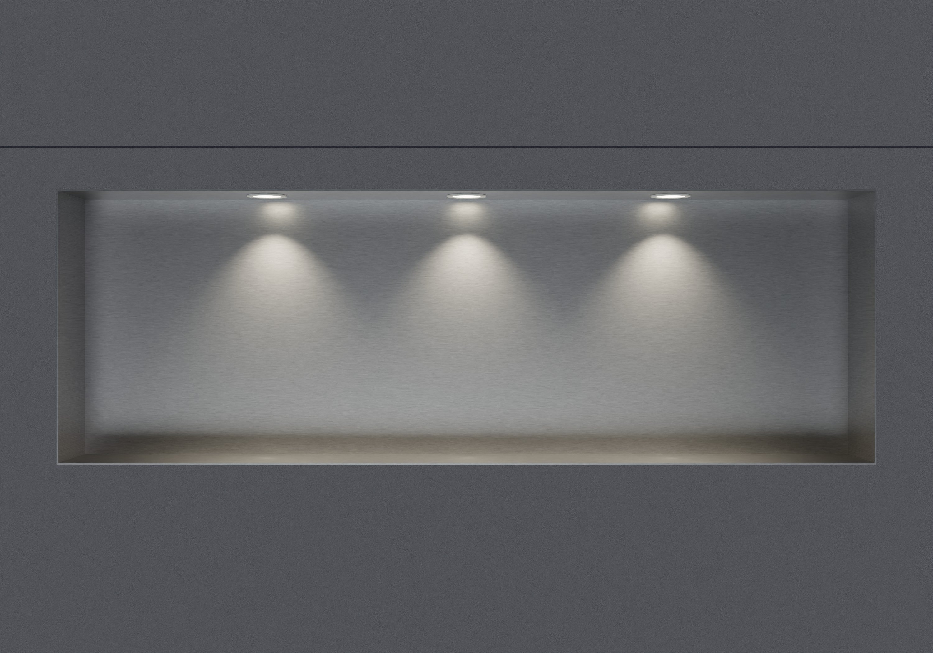 Wandnische aus Edelstahl NT309010X randlos mit LED-Spot - 30 x 90 x 10 cm (H x B x T) - Farbe wählbar