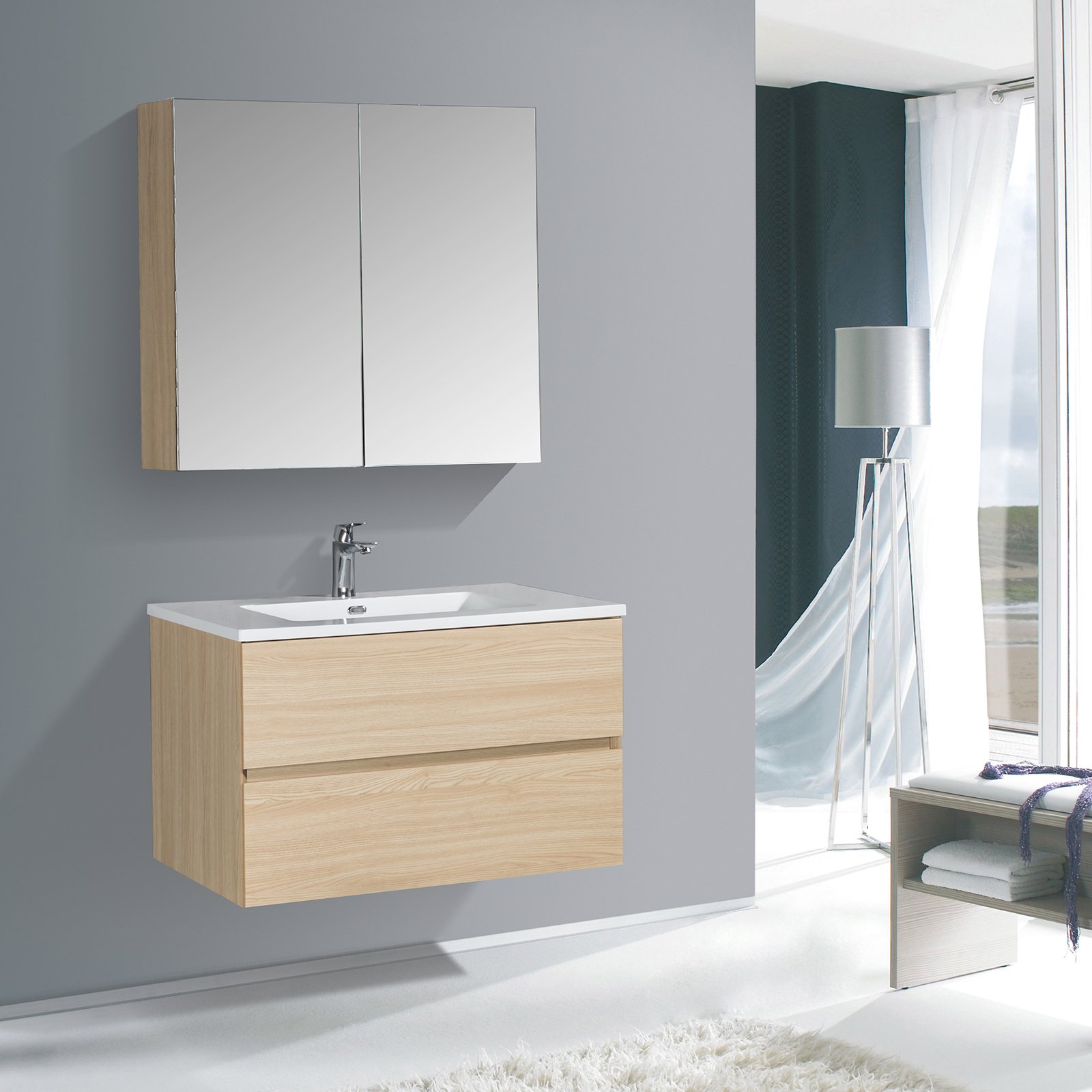 Badmöbel-Set EDGE 750 mit Waschbecken - Farbe wählbar