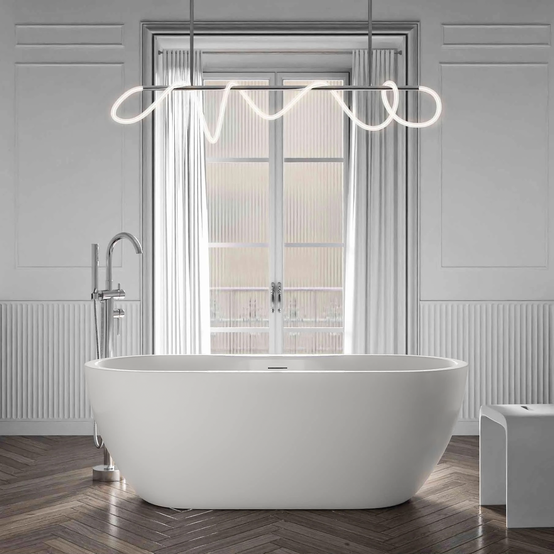 Freistehende Badewanne ROMA PLUS 2.0 Acryl Weiß matt - 165 x 75 x 58 cm
