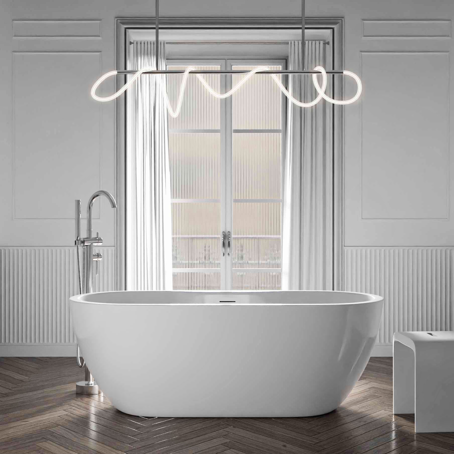 Freistehende Badewanne ROMA PLUS 2.0 Acryl Weiß glänzend - 180 x 75 x 58 cm