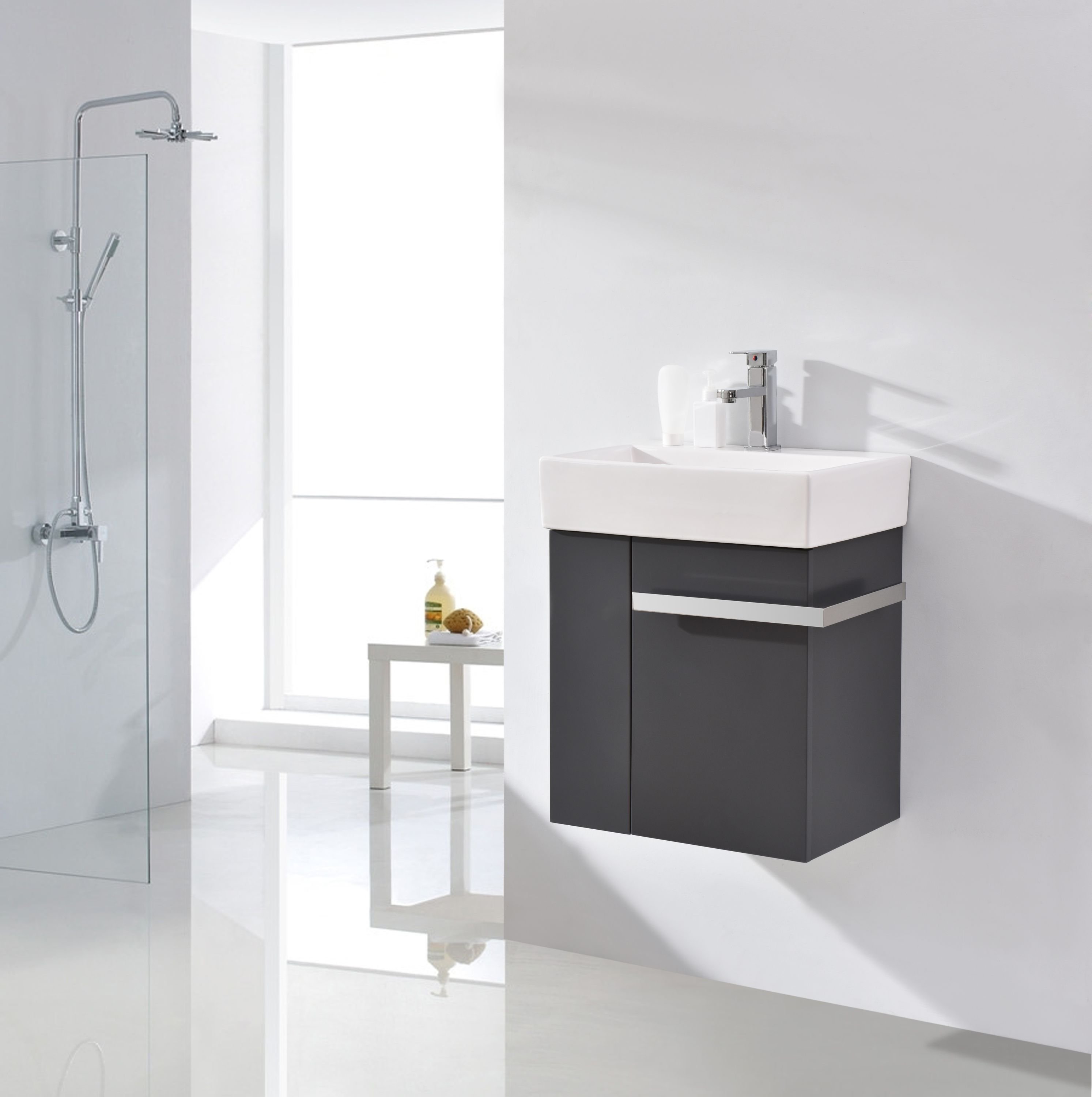 Badmöbel-Set Compact 500 für Gäste-WC mit Waschbecken - Farbe wählbar
