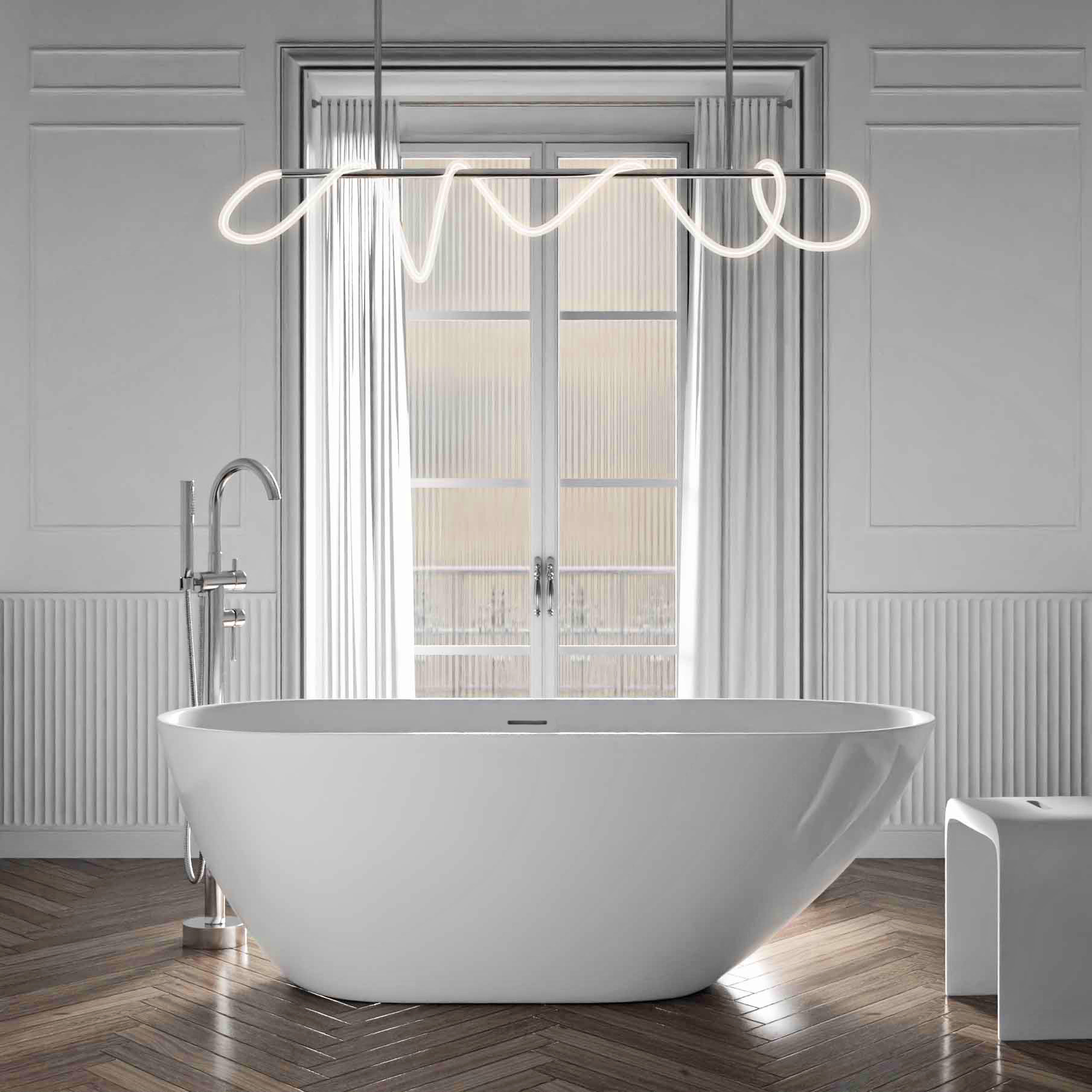 Freistehende Badewanne ROMA 2.0 Acryl Weiß glänzend - 180 x 80 x 58 cm