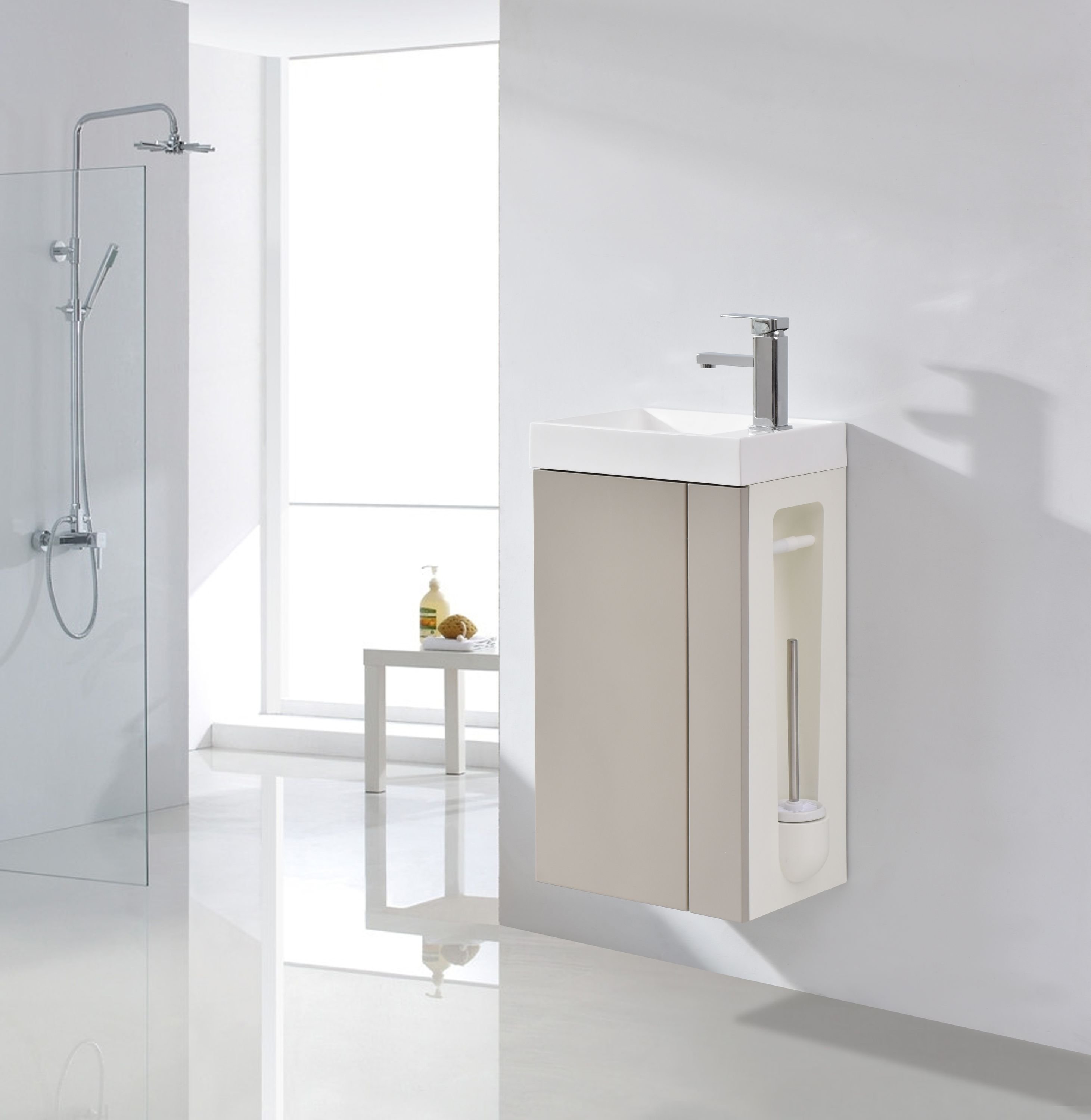Badmöbel-Set Compact 400 für Gäste-WC mit Waschbecken - Farbe wählbar