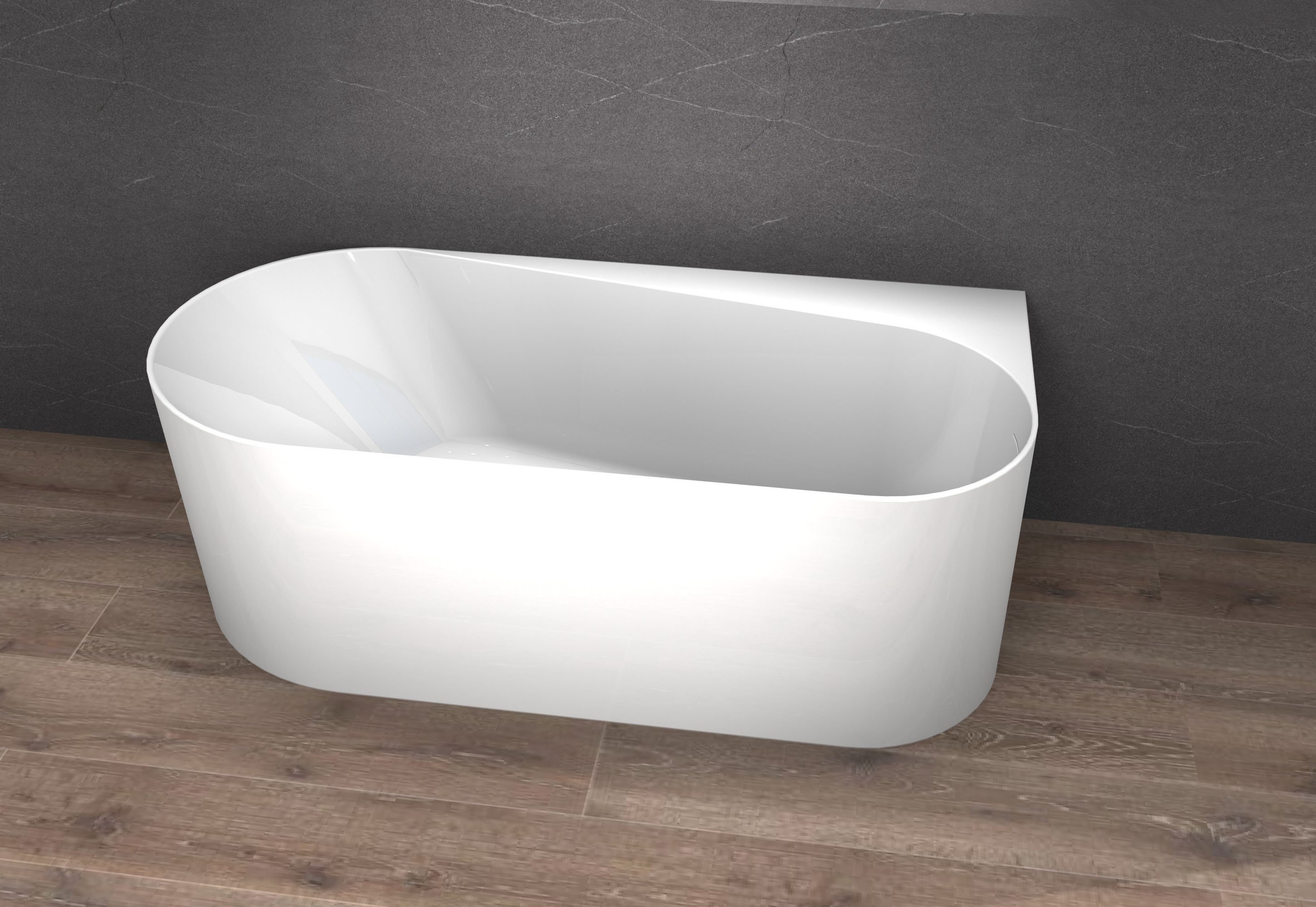 Freistehende Badewanne ONDA CORNER aus Acryl - Einbau Rechts - Zubehör optional