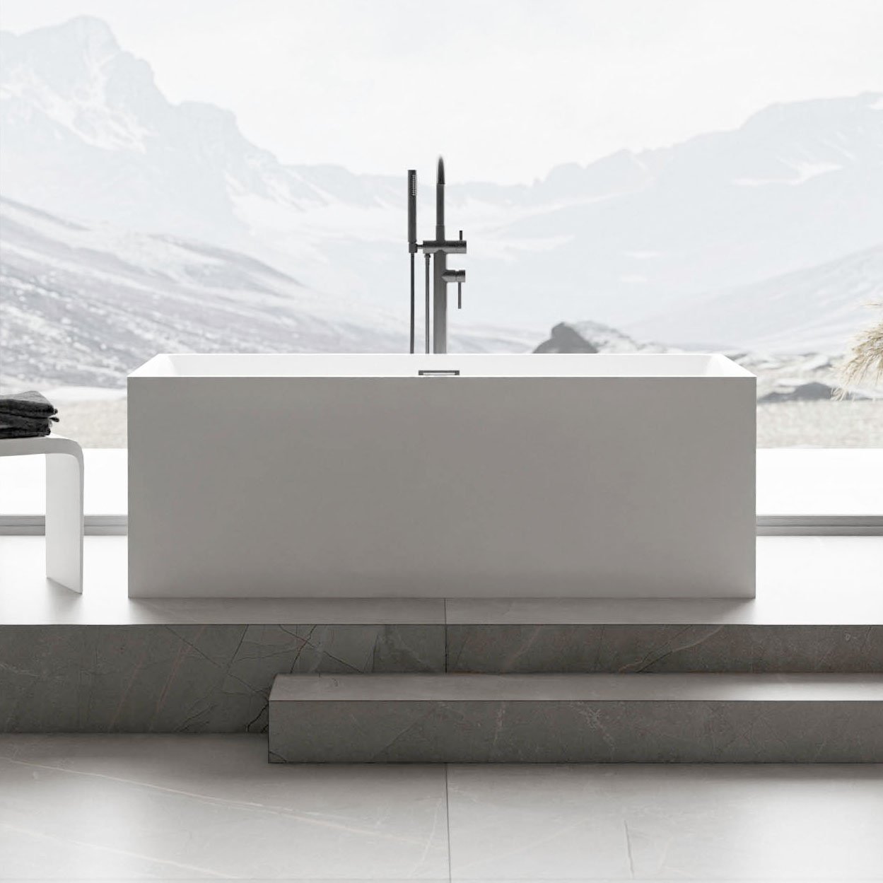 Freistehende Badewanne NADI aus Acryl - 170 x 75 x 60 cm - Weiß glänzend - Zubehör optional