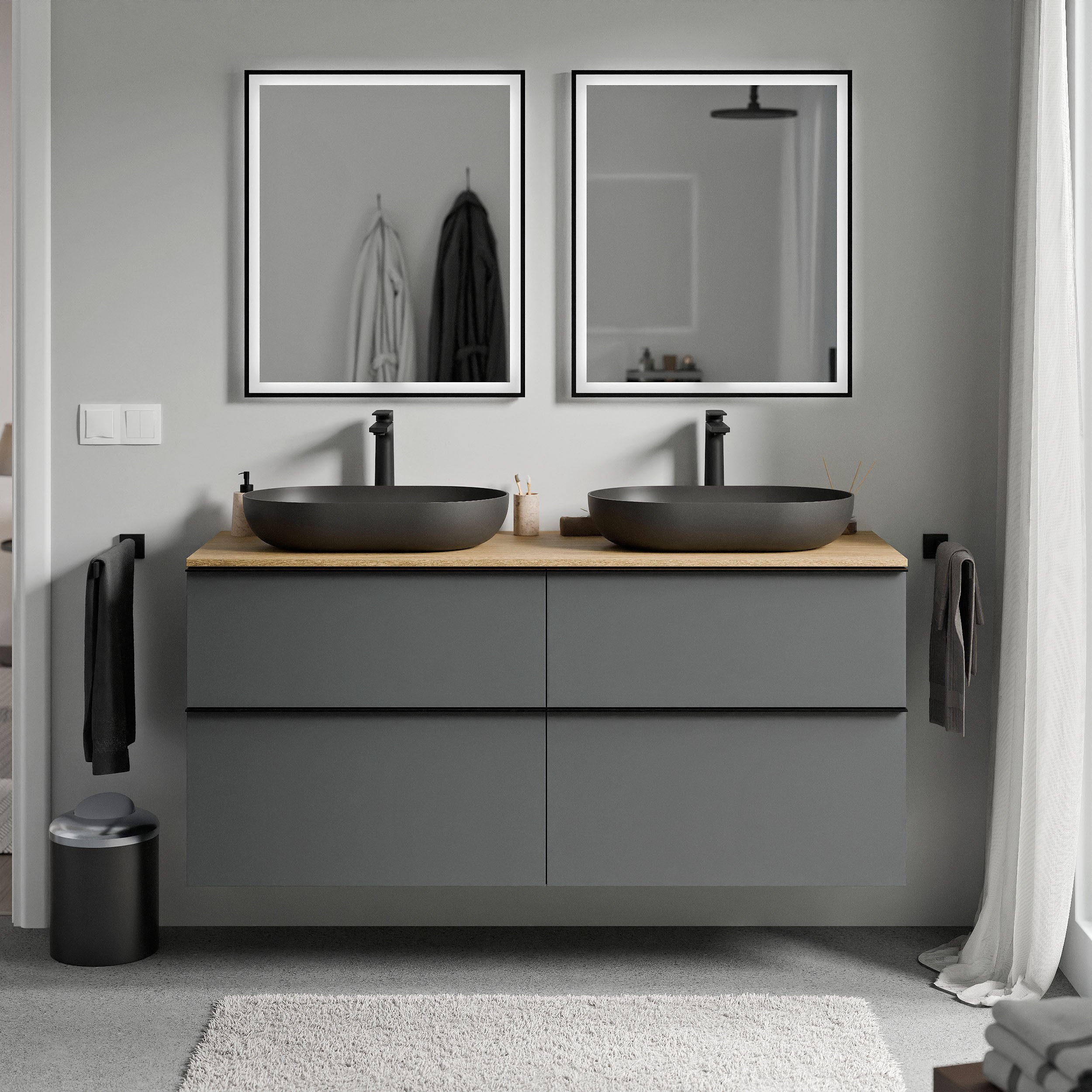 Badmöbel Unterschrank LAVOA 120 cm für Aufsatzwaschbecken - Farbe wählbar 166980,166983,166986